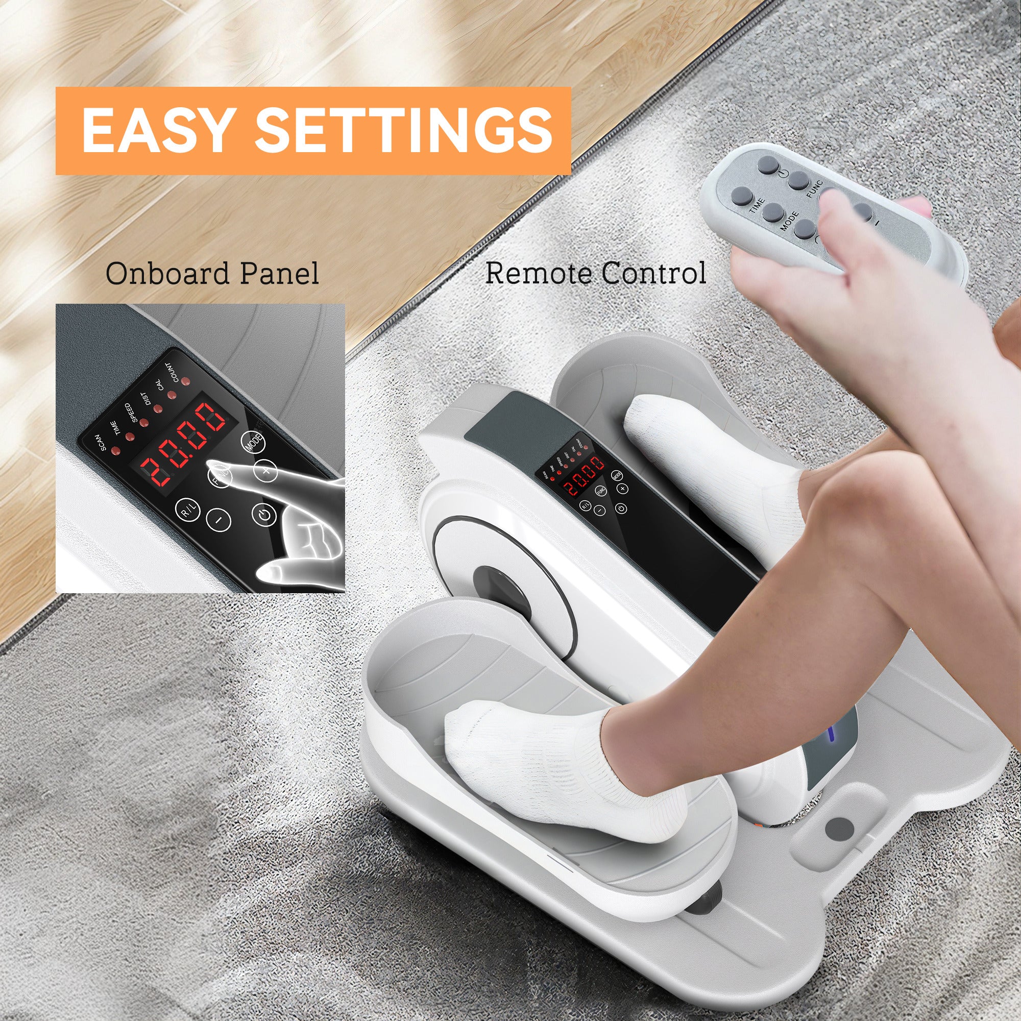 SPORTNOW Under Desk Elliptical Machine, Seated Pedal Exerciser, Mini Elliptical Trainer with LCD Monitor, Remote Control and 10 Adjustable Speed, Quiet & Portable for Seniors, White - North Peak Garden Furniture