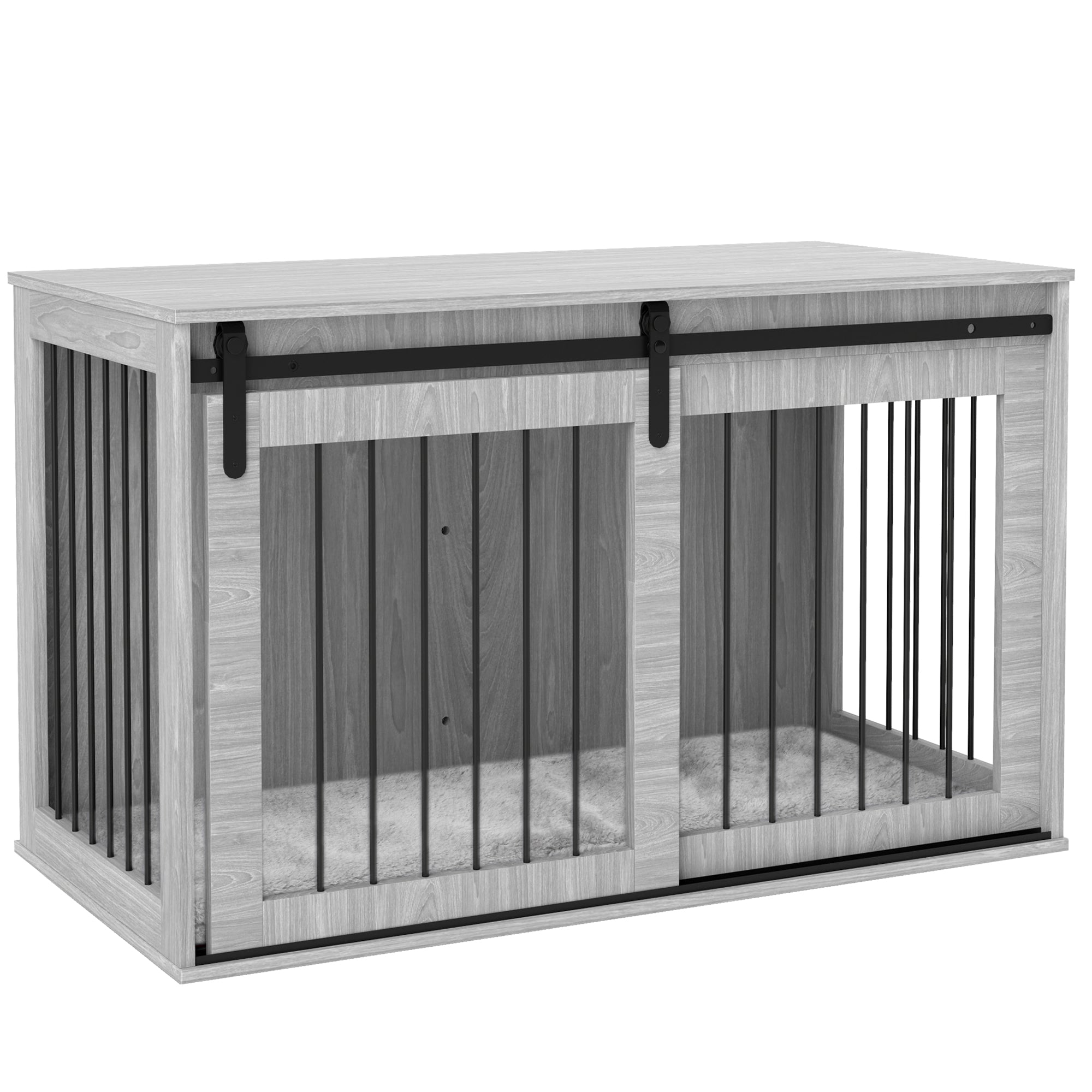 PawHut 118cm Dog Crate Furniture with Removable Cushion for Extra Large Dogs - Grey - North Peak Garden Furniture