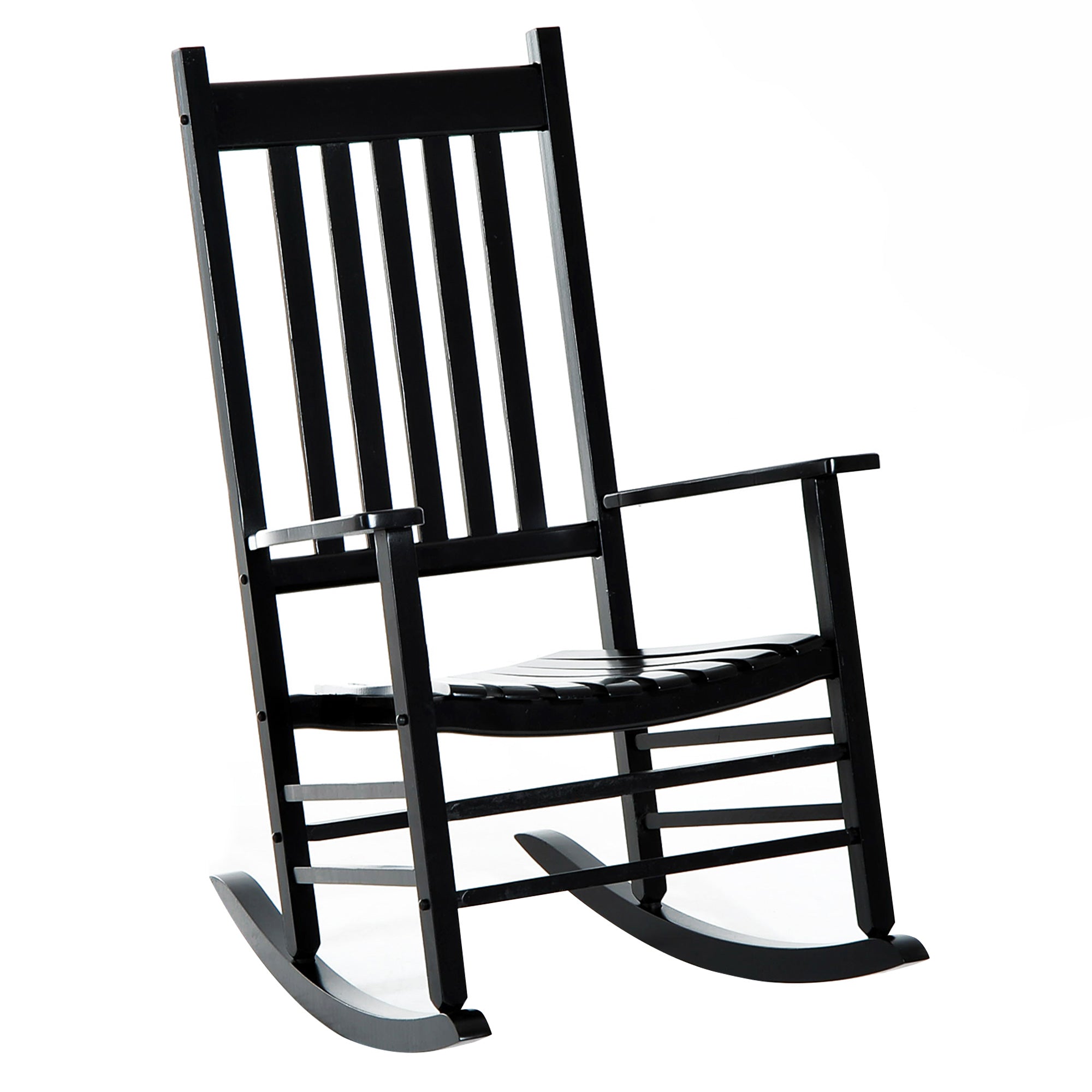 Outsunny Outdoor Porch Rocking Chair Armchair Wooden Patio Rocker Balcony Deck Garden Seat Black - North Peak Garden Furniture