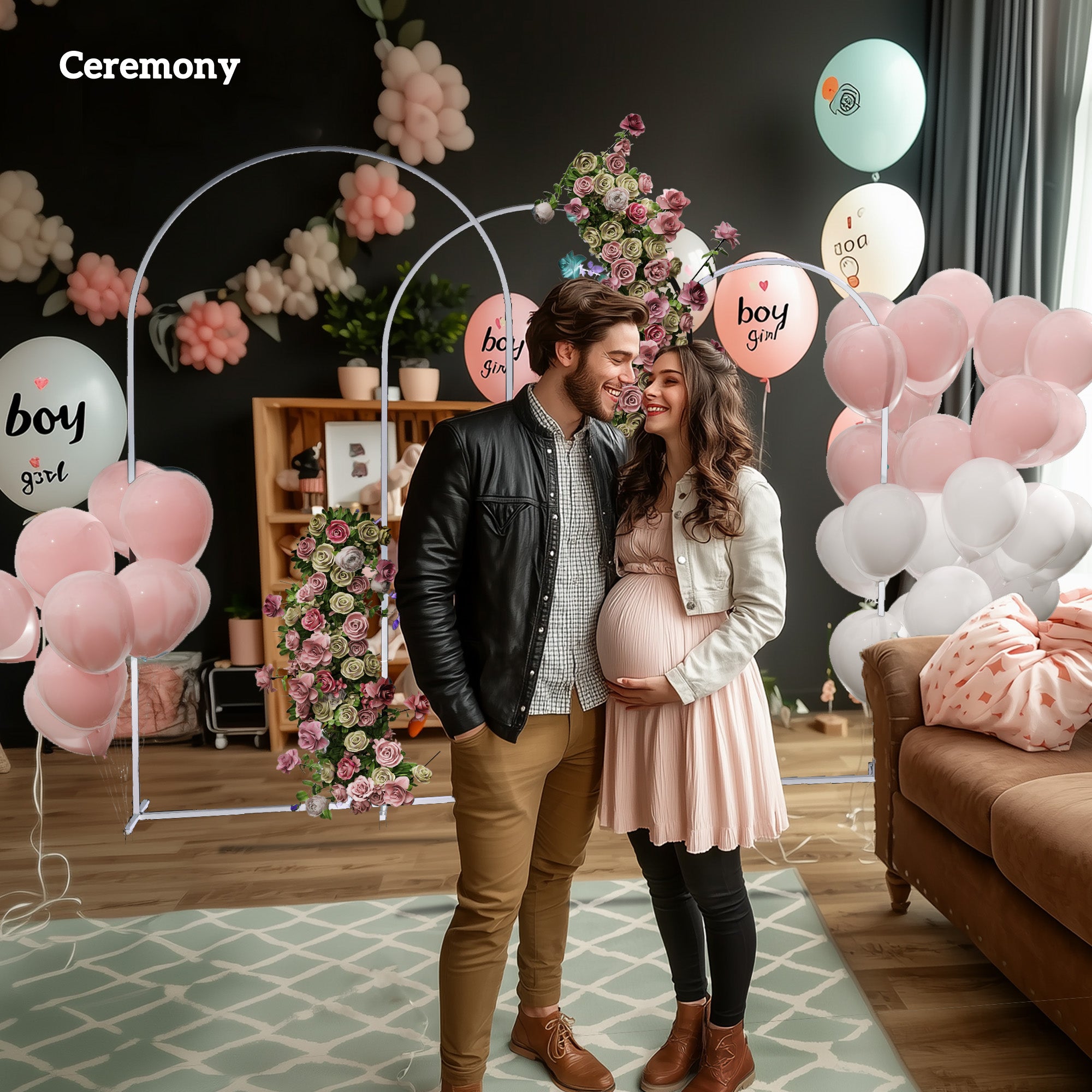 Outsunny Wedding Arch Frame Set, Metal Balloon Arch Stand Set, Balloon Arch Stand Set for Birthday Party, 2.2, 2, 1.8 m White