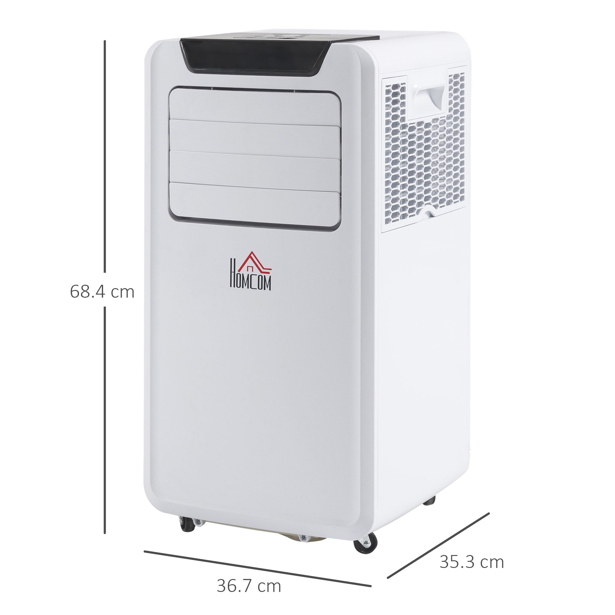 HOMCOM 10000 BTU Air Conditioning Unit, 3-in-1 Portable Air Conditioner, Dehumidifier, Cooling Fan with Remote Control, LED Display, 2 Speeds, 24H Timer, Window Venting Kit, 18m² - North Peak Garden Furniture