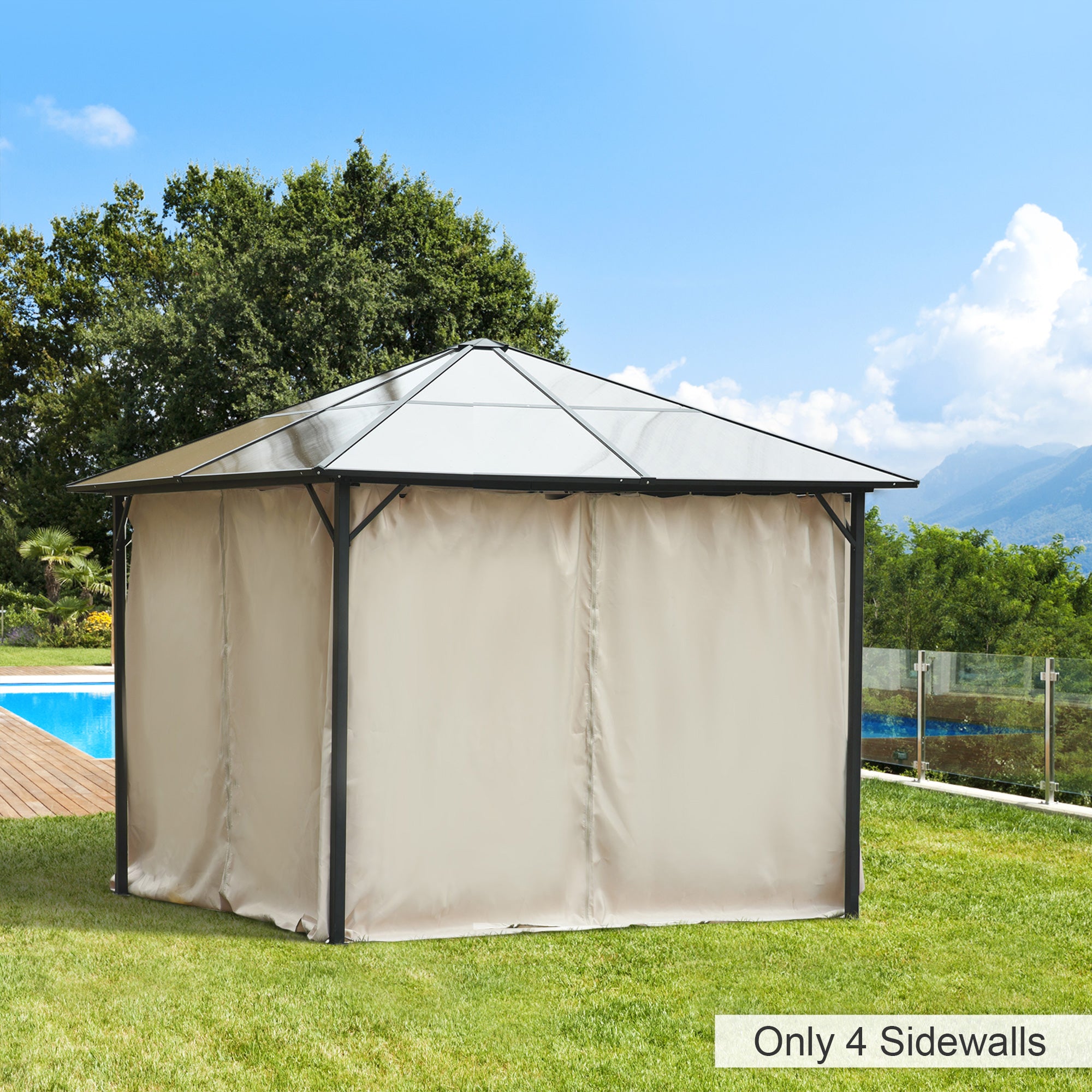 Outsunny 4 Pack Universal Gazebo Replacement Sidewalls Privacy Panel for Most 3 x 3m Gazebo Canopy Pavillion Outdoor Shelter Curtains Beige