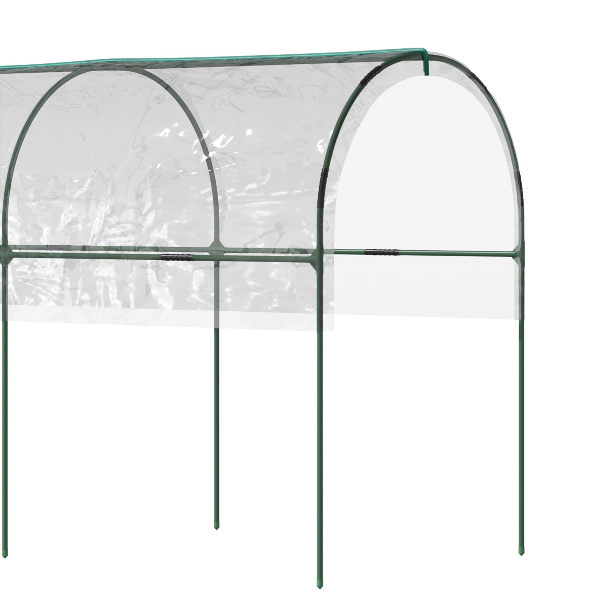 Outsunny Tunnel Tomato Greenhouse with 4 Hoops and Top Tap, Pointed Bottom and Guy Ropes, Clear - North Peak Garden Furniture