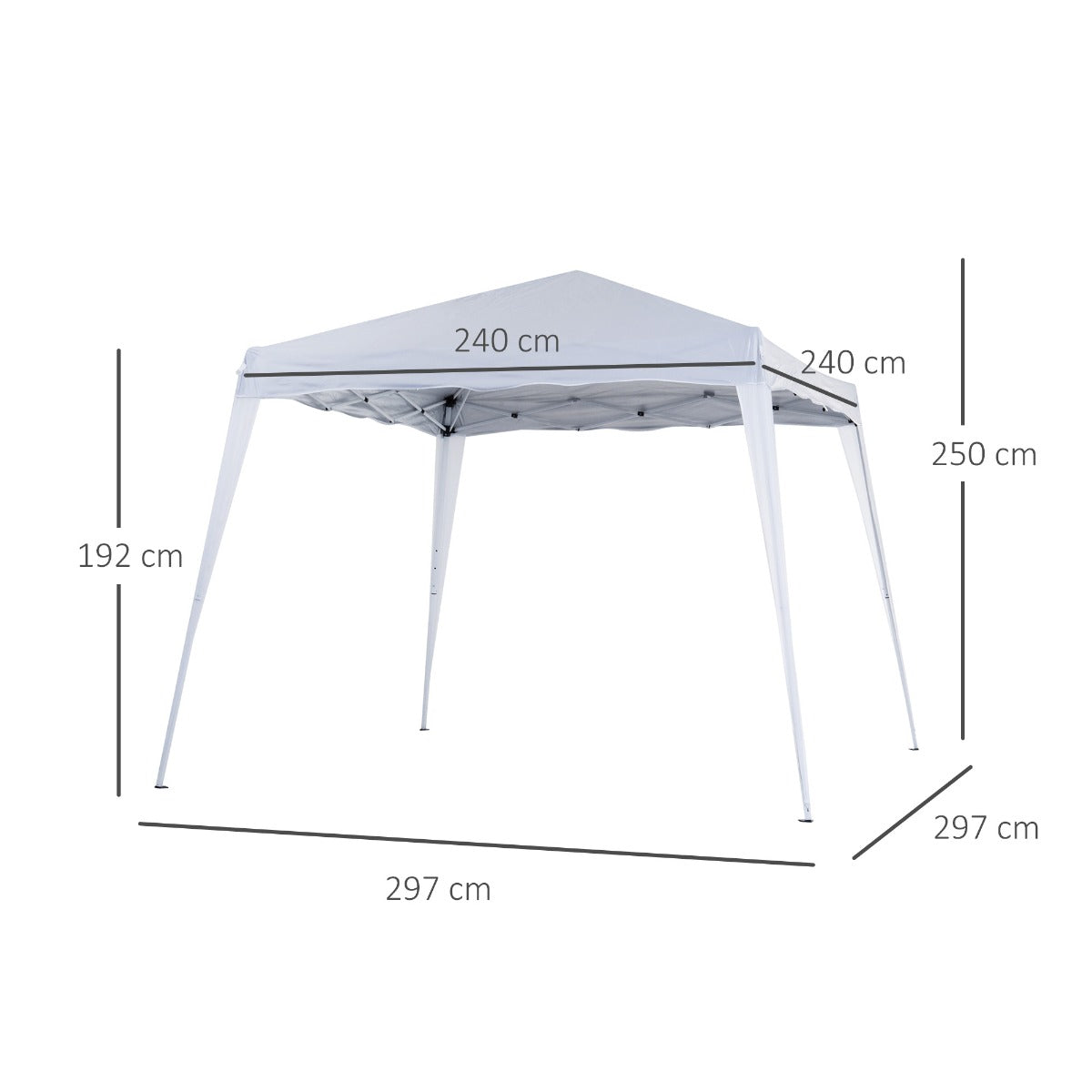 Outsunny Slant Leg Pop Up Gazebo with Carry Bag, Height Adjustable Party Tent Instant Event Shelter for Garden, Patio, 3 M× 3 M Base/ 2.5 M× 2.5 M Top, White