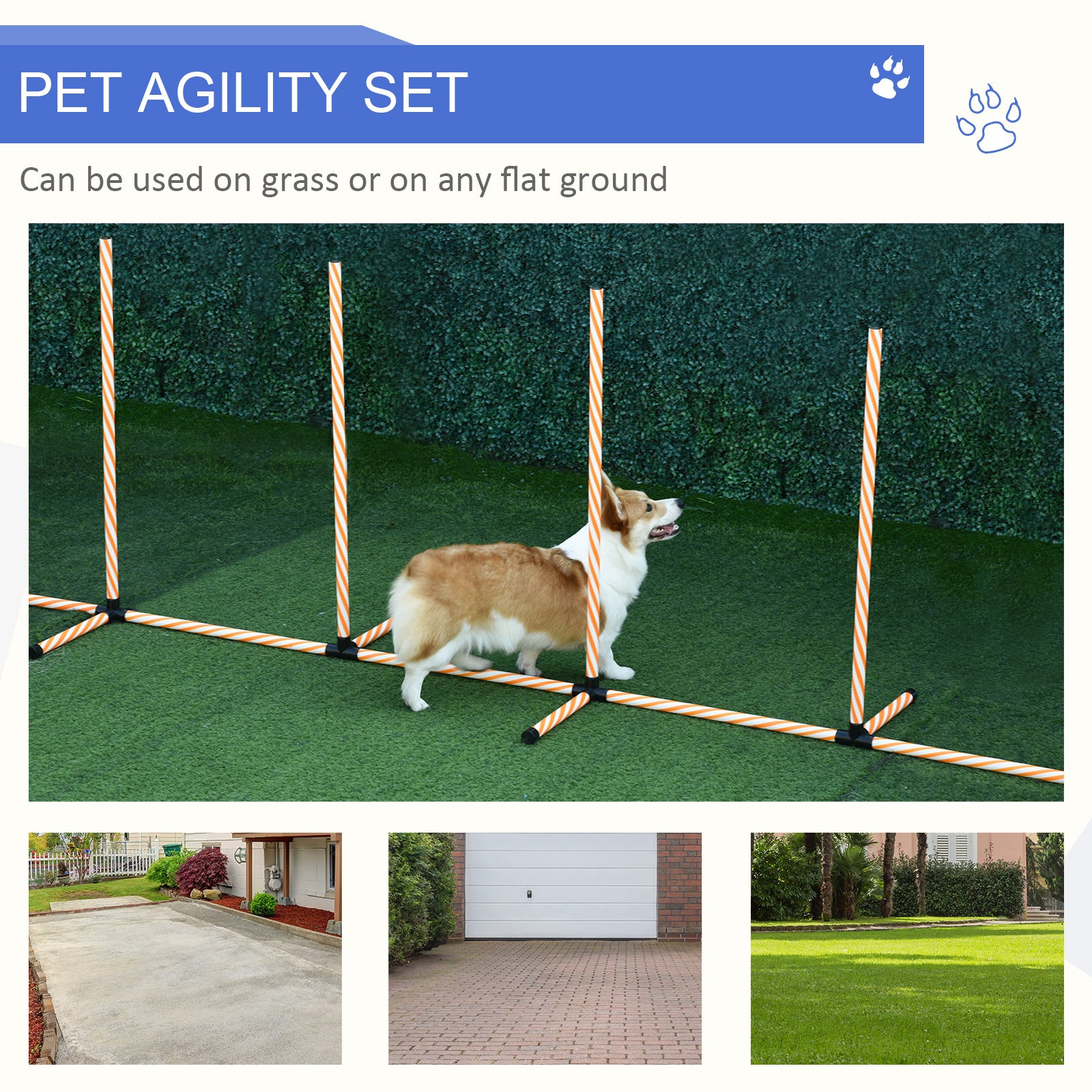 PawHut Dog Agility Training Set, Weave Poles Slalom Obstacle Course Equipment, Outdoor Indoor Use with Oxford Carry Bag |