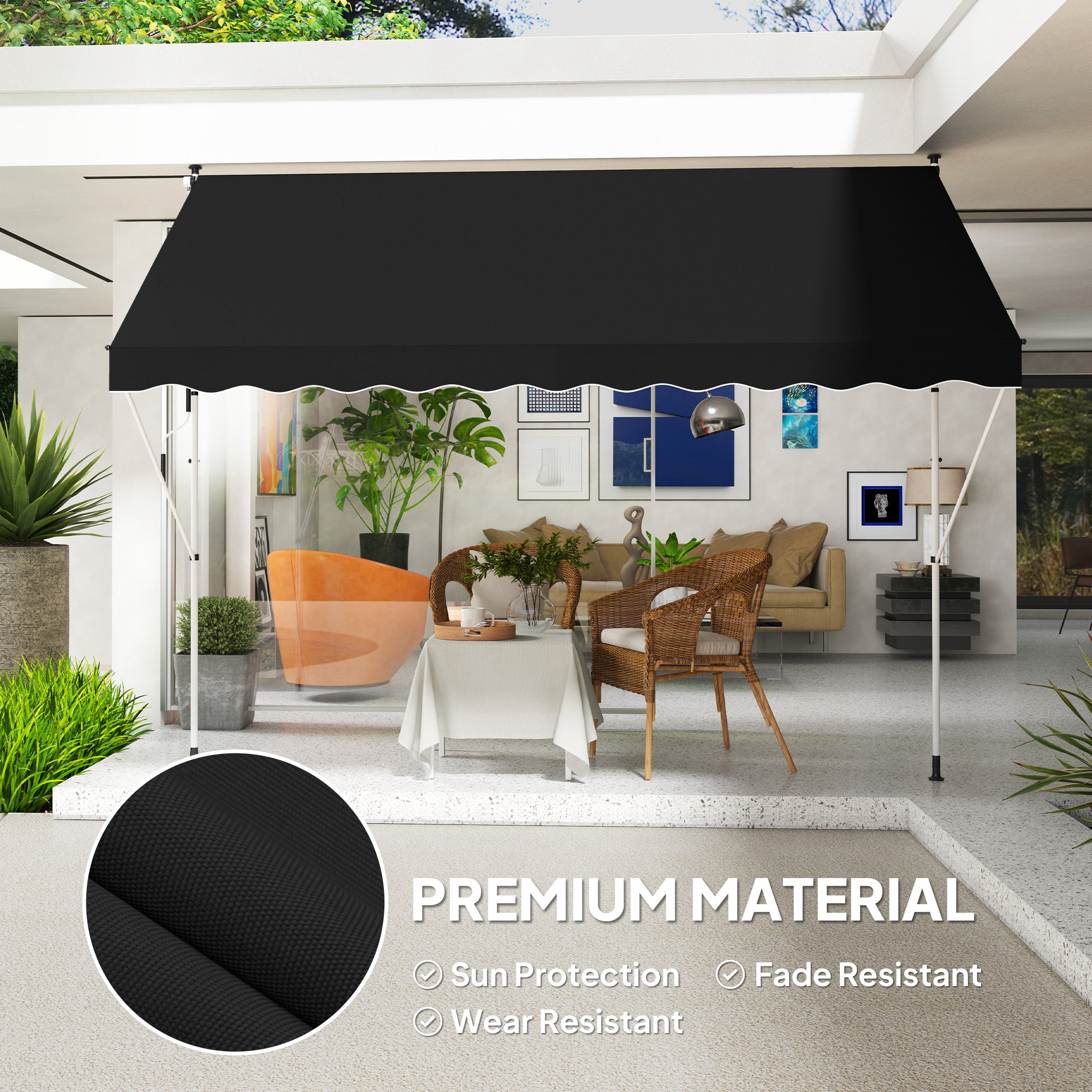 Outsunny 3x1.5m Adjustable Outdoor Aluminium Frame Awning Black - North Peak Garden Furniture