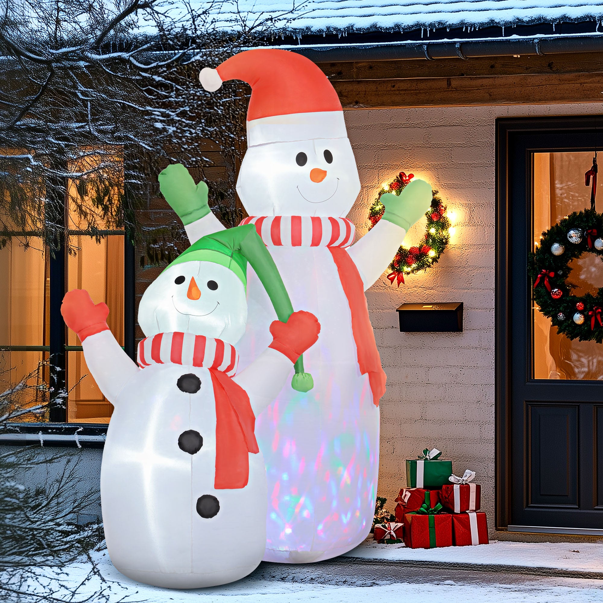 Outsunny 8ft Inflatable Snowman and Son Christmas Decoration