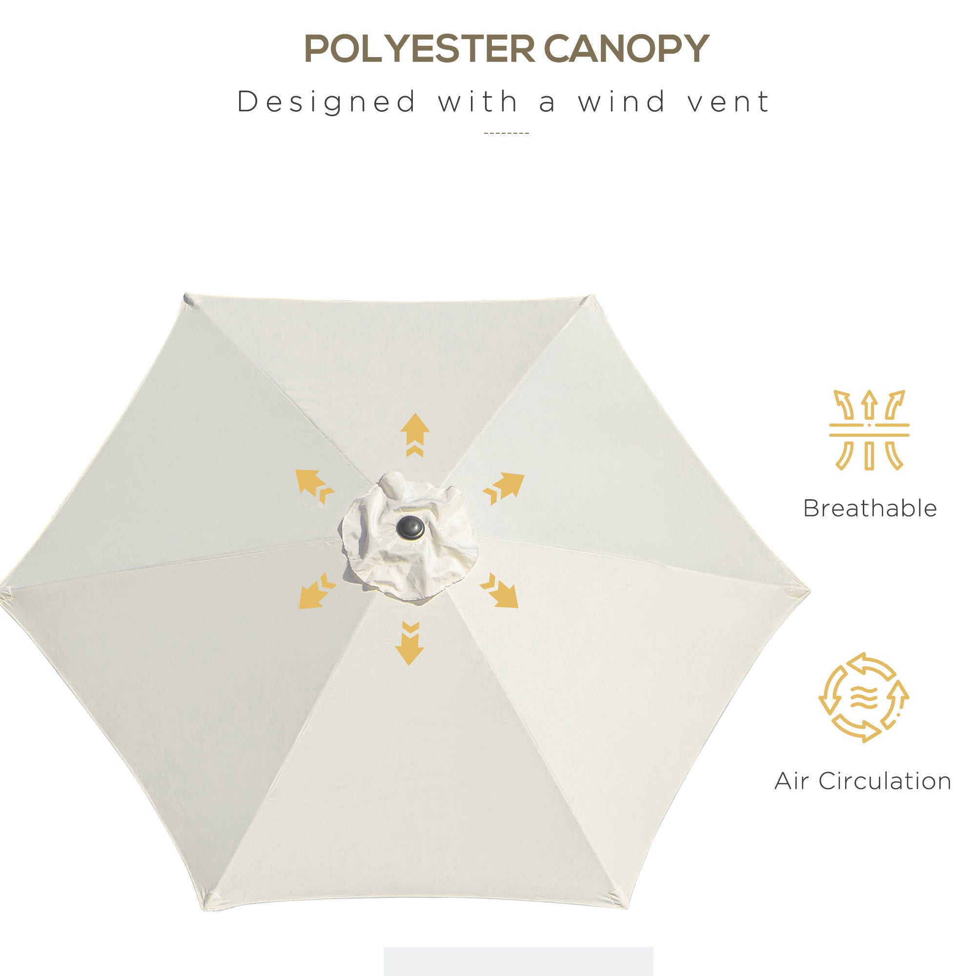 Outsunny Garden Parasol 2.7m Patio Umbrella with Tilt and Crank Mechanism, Aluminium Frame, Cream White