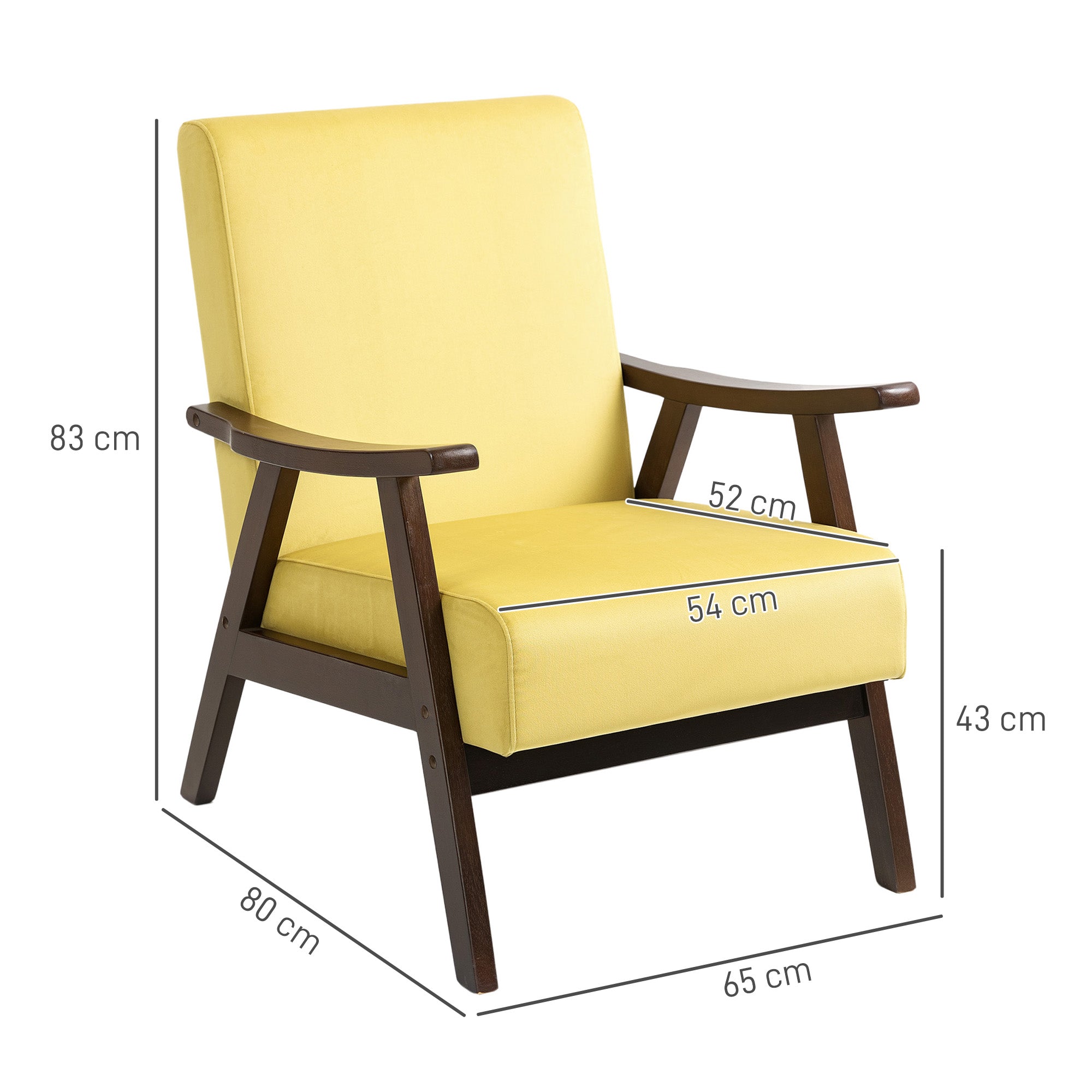 HOMCOM Nordic Accent Chair, Upholstered Velvet Armchair with Solid Wood Frame and Soft Thick Padded for Living Room, Bedroom, Champagne - North Peak Garden Furniture