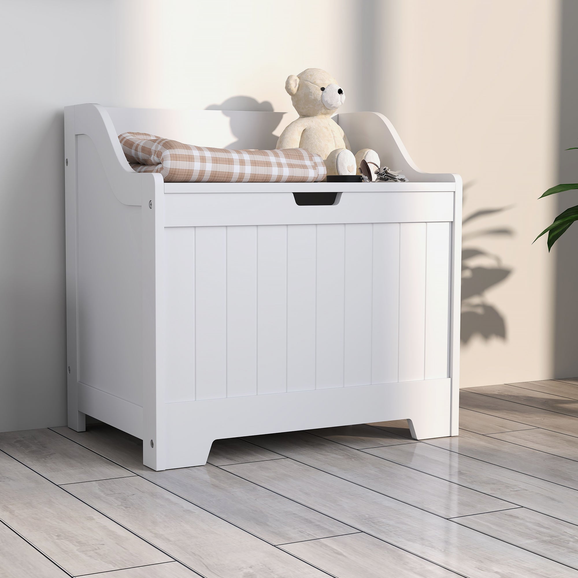 HOMCOM 61L Home Storage Chest - White - North Peak Garden Furniture