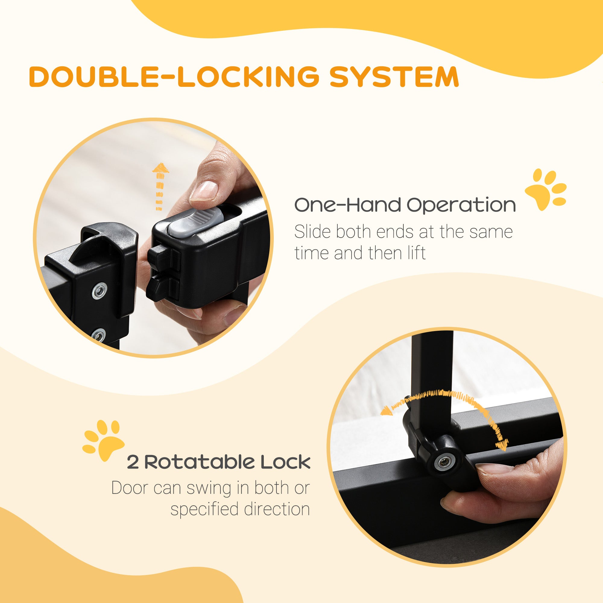 PawHut Pressure Fit Dog Stair Gate No Drilling Safety Gate Auto Close for Doorways, Hallways, 74-80cm Adjustable, 94cm Tall, Black - North Peak Garden Furniture