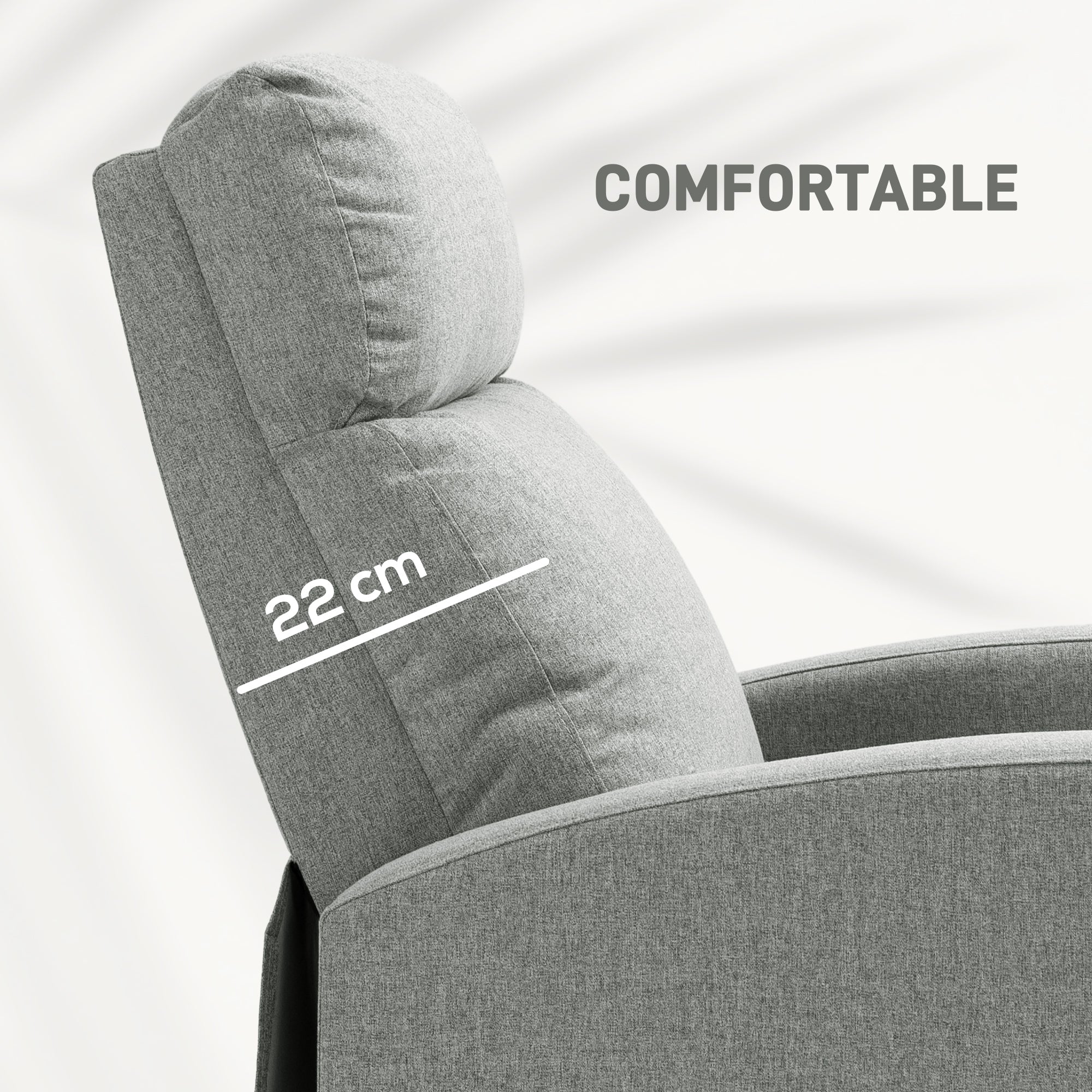 HOMCOM Push Back Recliner Armchair, Linen Fabric Manual Reclining Chair with Adjustable Footrest and Padded Seat for Living Room, Bedroom, Light Grey - North Peak Garden Furniture