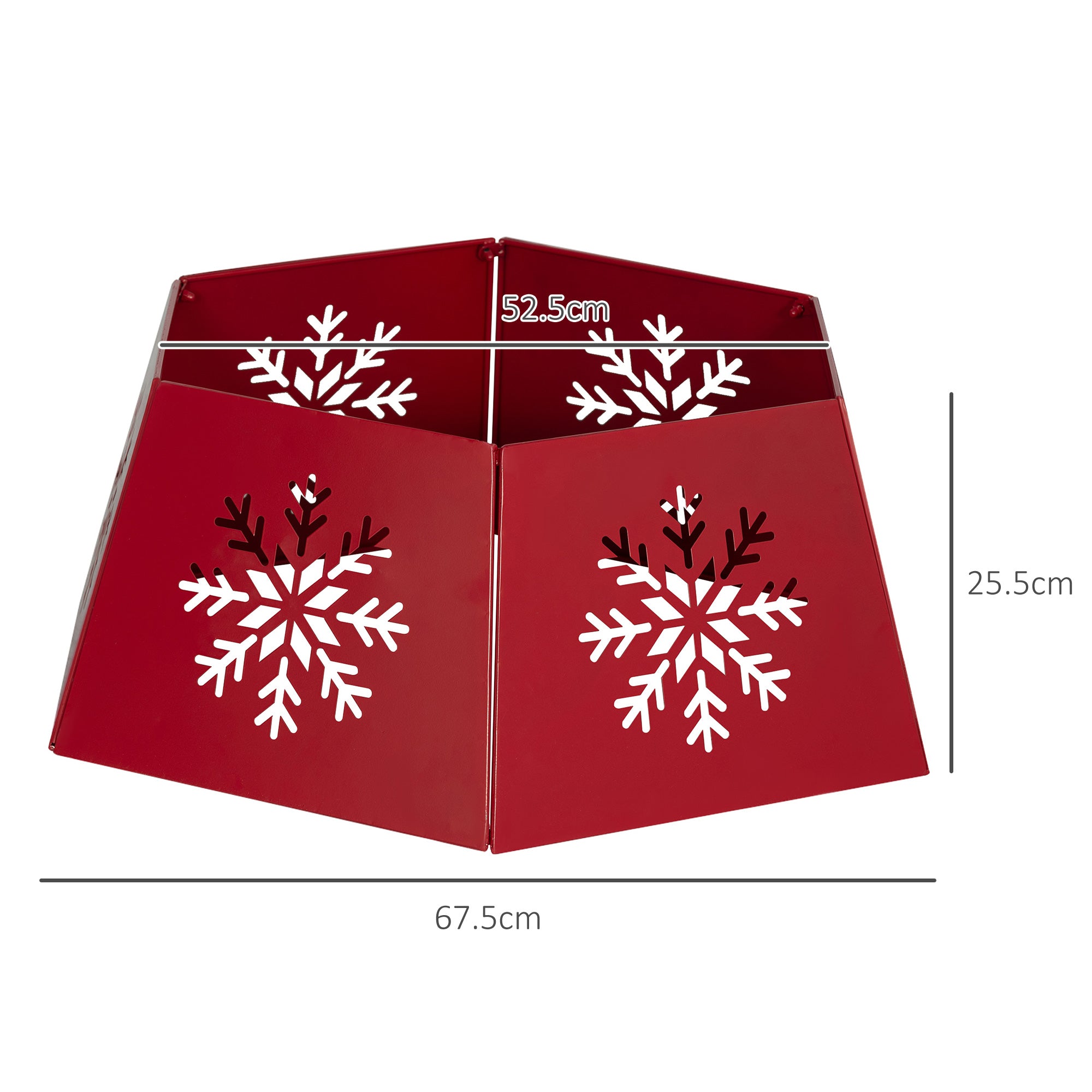 HOMCOM Christmas Tree Collar, Hexagon Christmas Tree Base Cover with Hollow Snowflake Patterns, Xmas Decoration for Party, Holiday, Home, Red - North Peak Garden Furniture