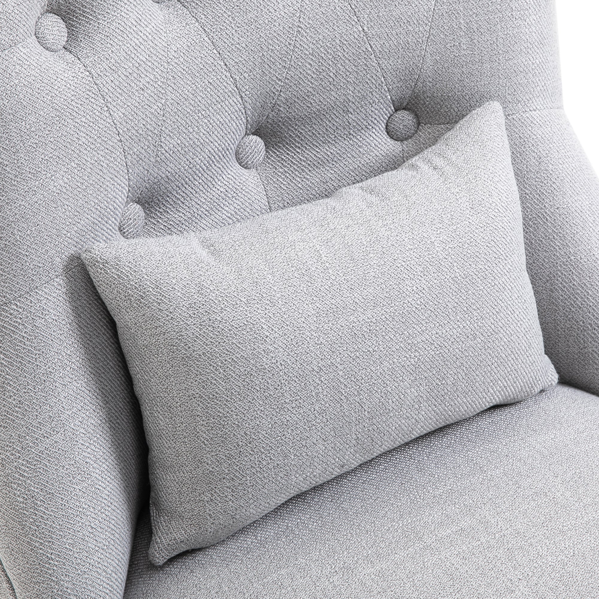 HOMCOM Fabric Single Sofa Dining Chair Tub Chair Upholstered W/ Pillow Solid Wood Leg Home Living Room Furniture Grey - North Peak Garden Furniture