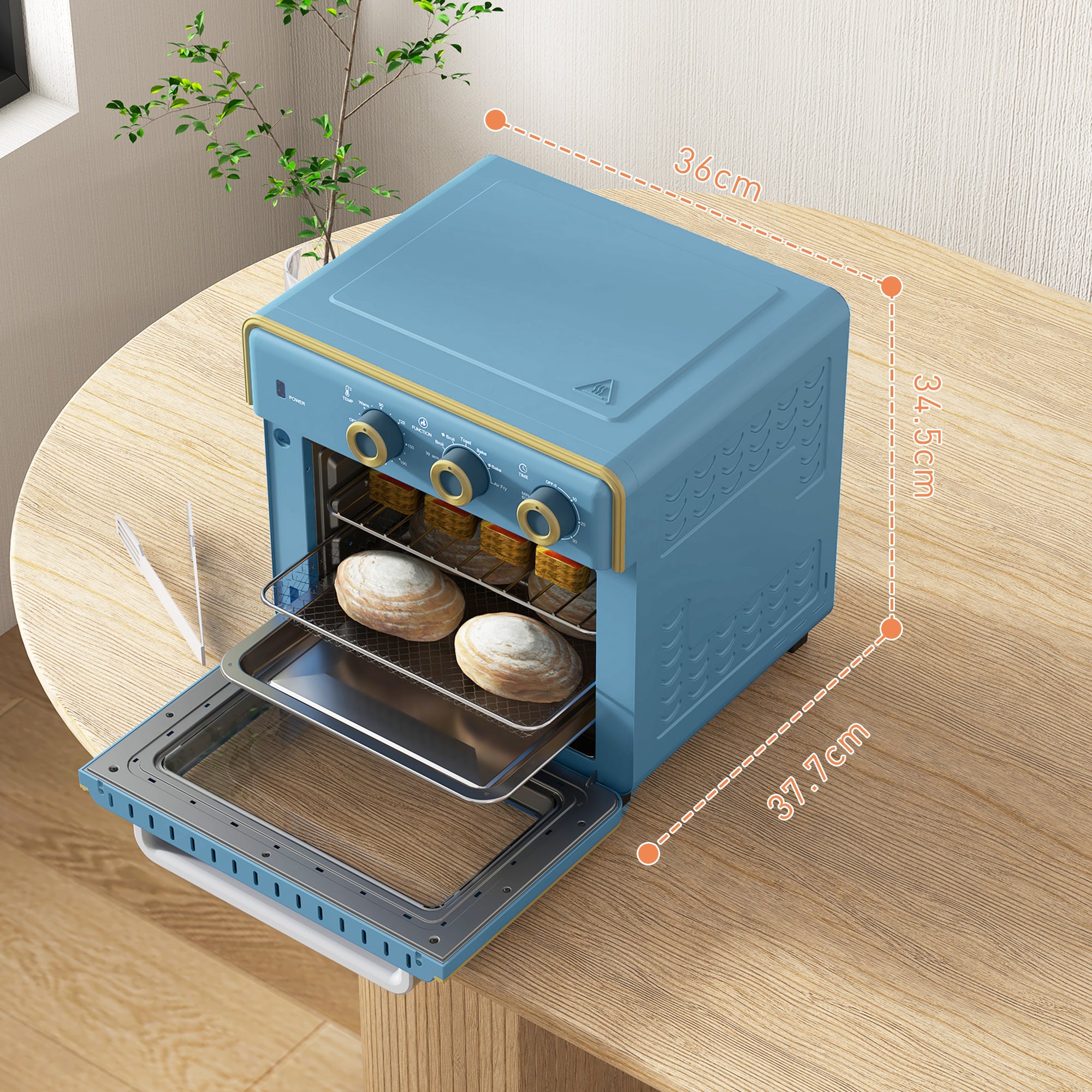 HOMCOM 20L 90-230℃ Mini Electric Oven - Blue - North Peak Garden Furniture
