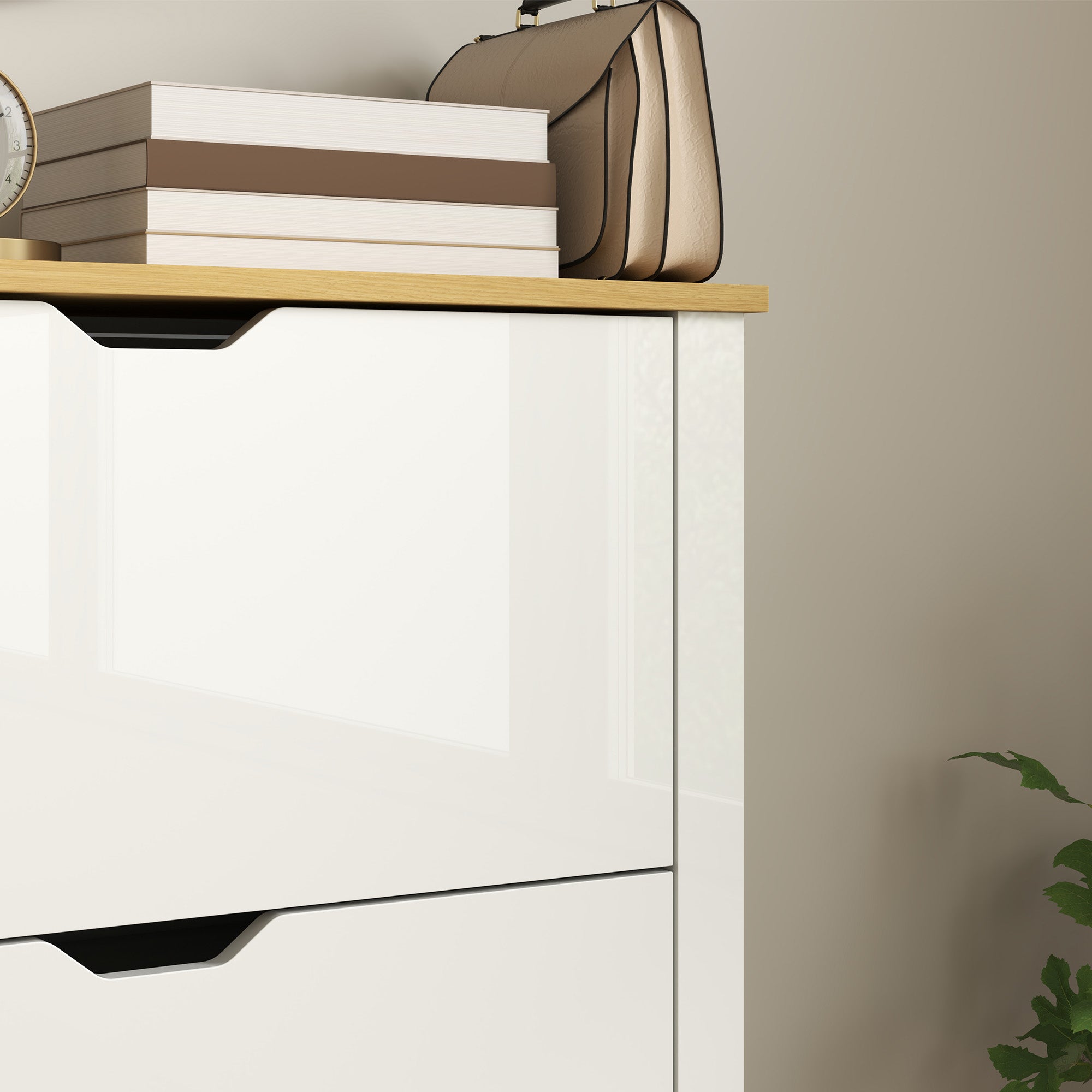HOMCOM Slim Shoe Cabinet, Narrow Shoe Cupboard with 3 Flip Drawers, Adjustable Shelves for 18 Pairs of Shoes, High Gloss White - North Peak Garden Furniture