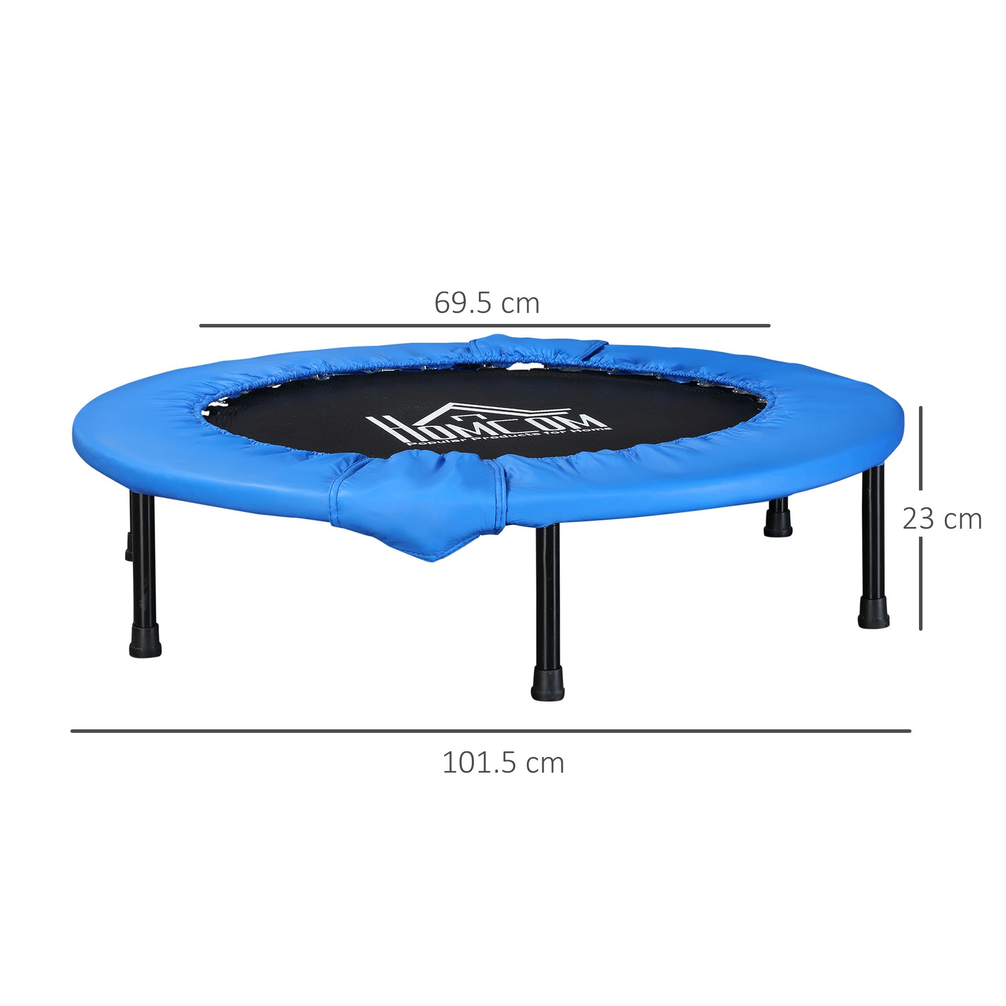 HOMCOM Φ40" Mini Fitness Trampoline Home Gym Yoga Exercise Rebounder Indoor Outdoor Jumper w/ Safety Pad, Support Up to 100 KG, Blue and Black