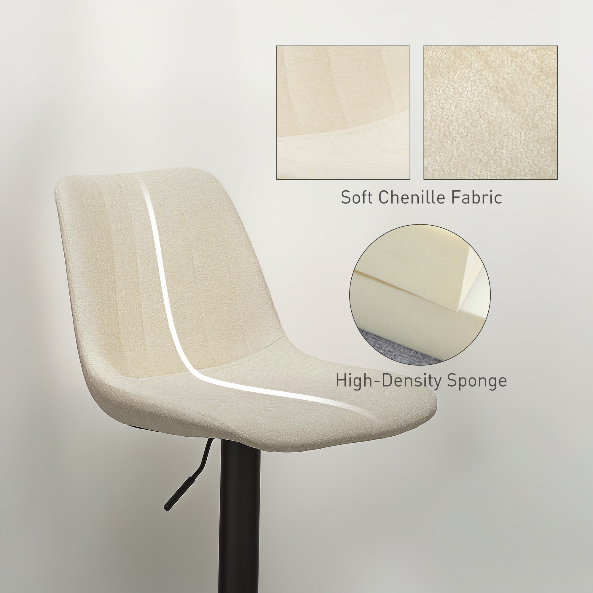 HOMCOM Set of Two Chenille-Feel Tub Bat Stools - Beige - North Peak Garden Furniture