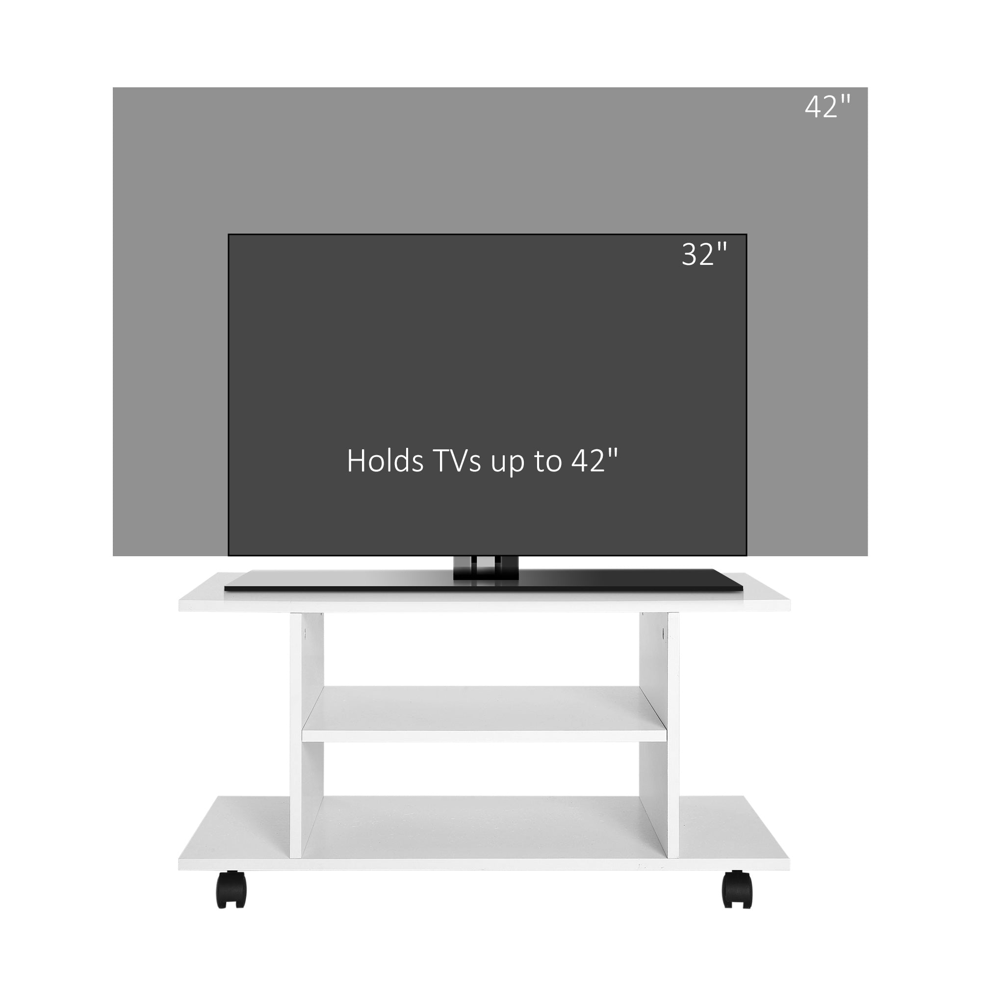 HOMCOM Modern TV Cabinet Stand Storage Shelves Table Mobile Bedroom Furniture Bookshelf Bookcase White - North Peak Garden Furniture