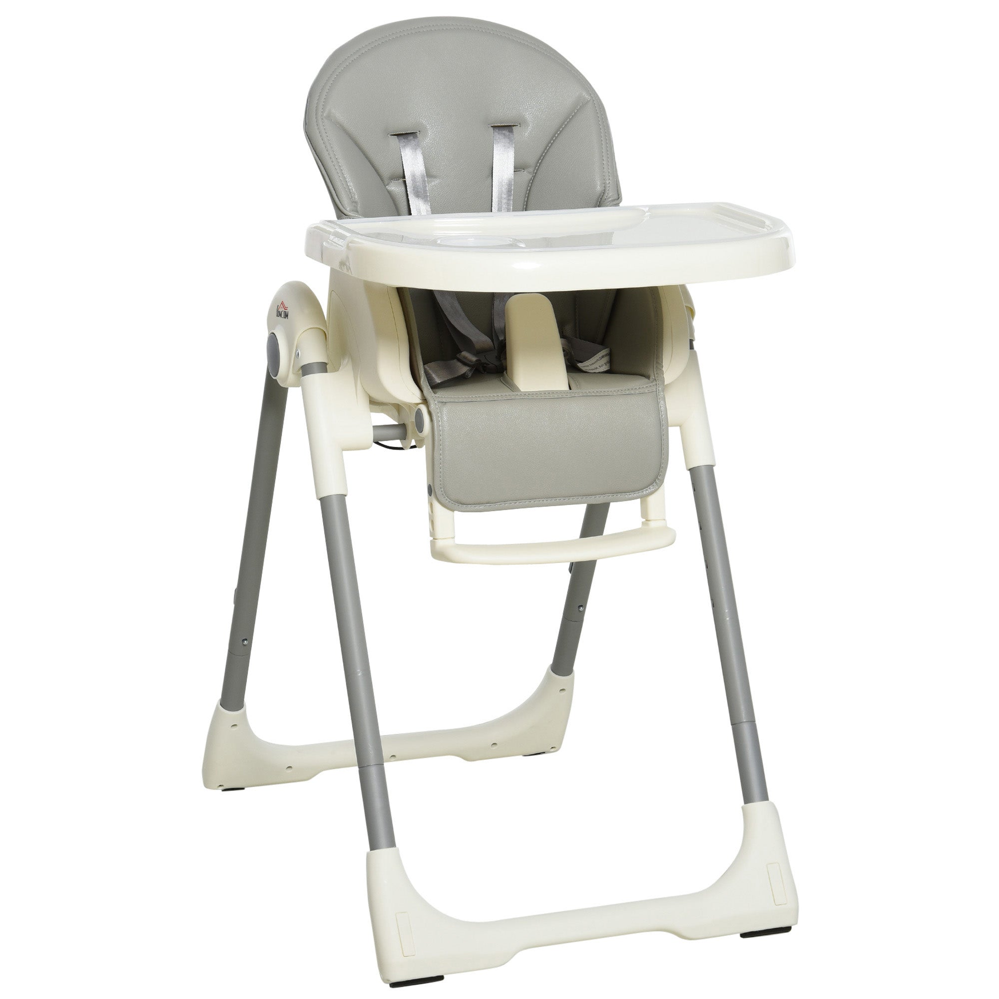 HOMCOM Foldable Baby High Chair Convertible Feeding Chair Height Adjustable with Adjustable Backrest Footrest and Removable Tray 5 Point Safety Harness for Kids 6 - 36 Months Grey - North Peak Garden Furniture