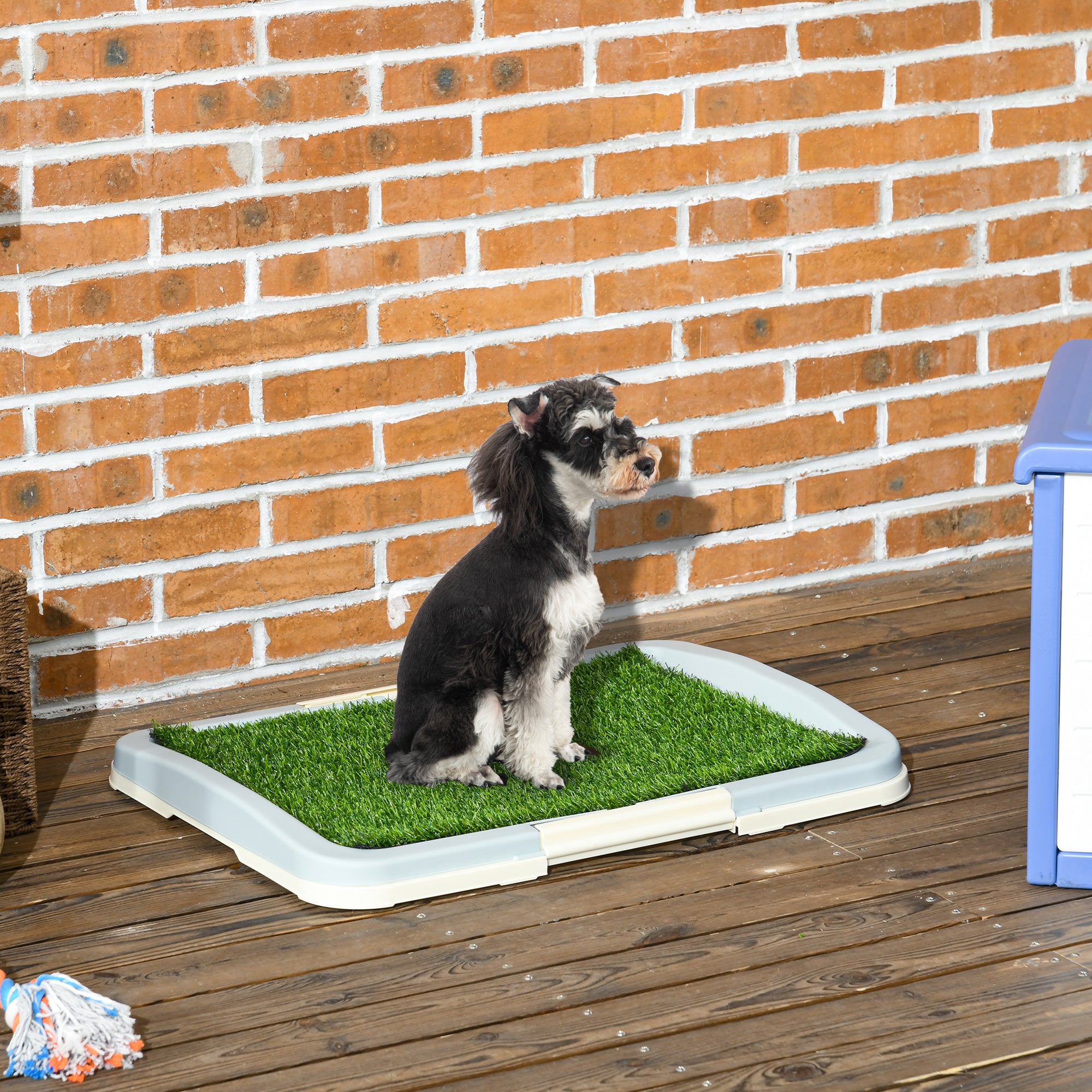 PawHut Puppy Training Pad, Indoor Portable Puppy Pad, with Artificial Grass, Grid, Panel, Tray, 63 x 48.5cm - North Peak Garden Furniture