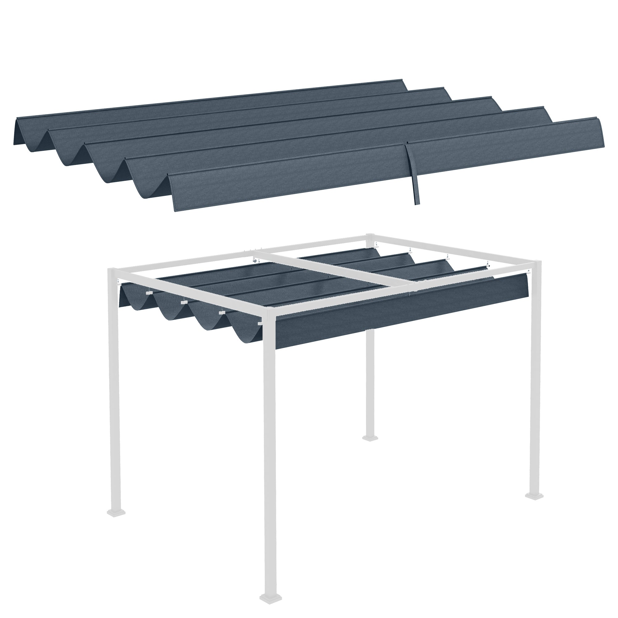 Outsunny Pergola Roof, Retractable Sun Shade Cover for 2.85 x 2m Pergola, UV30+ Protected, Dark Grey - North Peak Garden Furniture