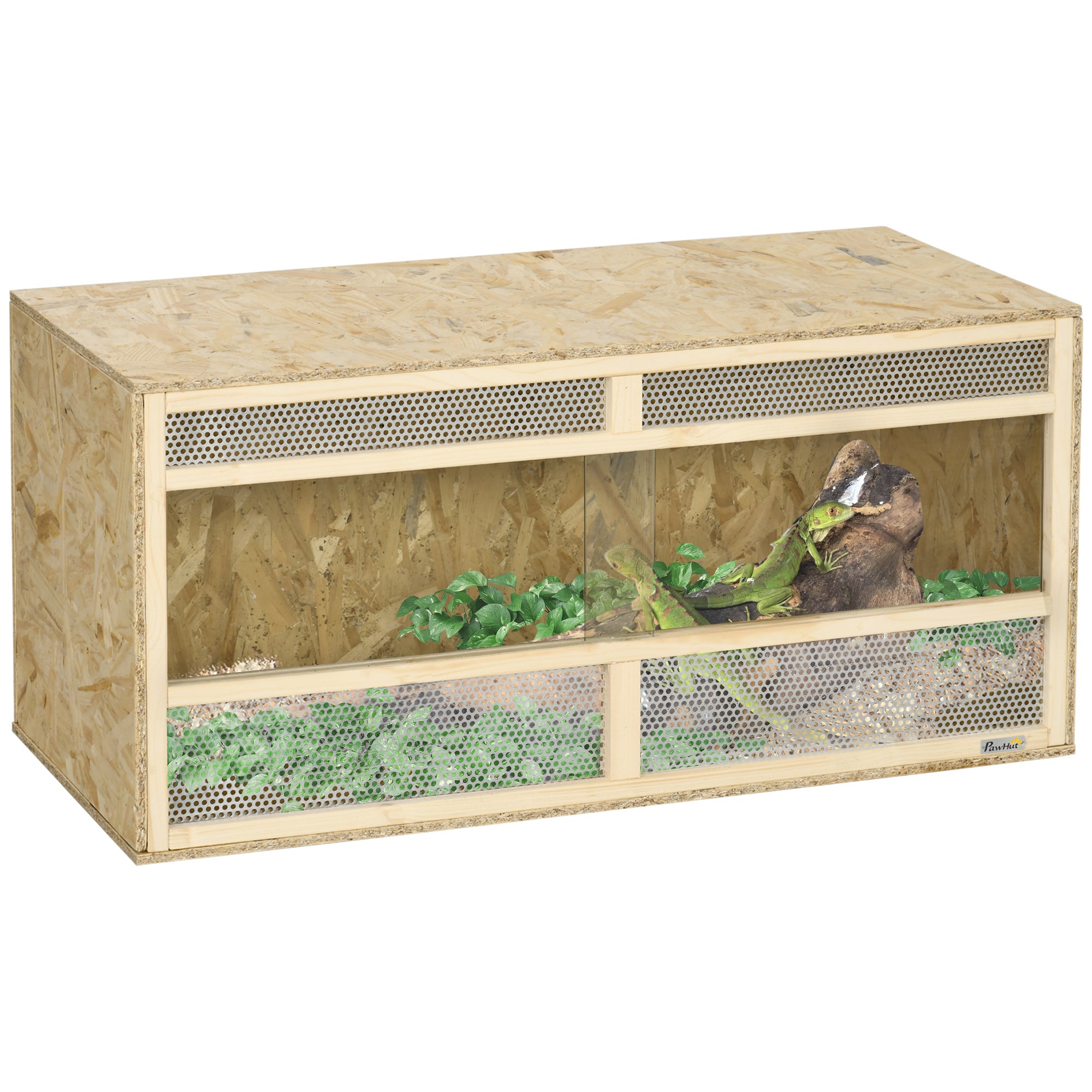 PawHut Reptile Terrarium Vivarium, Climbing Pet Containers, Reptile Habitat w/ Transparent Sliding Doors, Breathable Mesh, for Lizards, Horned Frogs, Snakes and Chameleons, 100 x 47 x 47cm - North Peak Garden Furniture