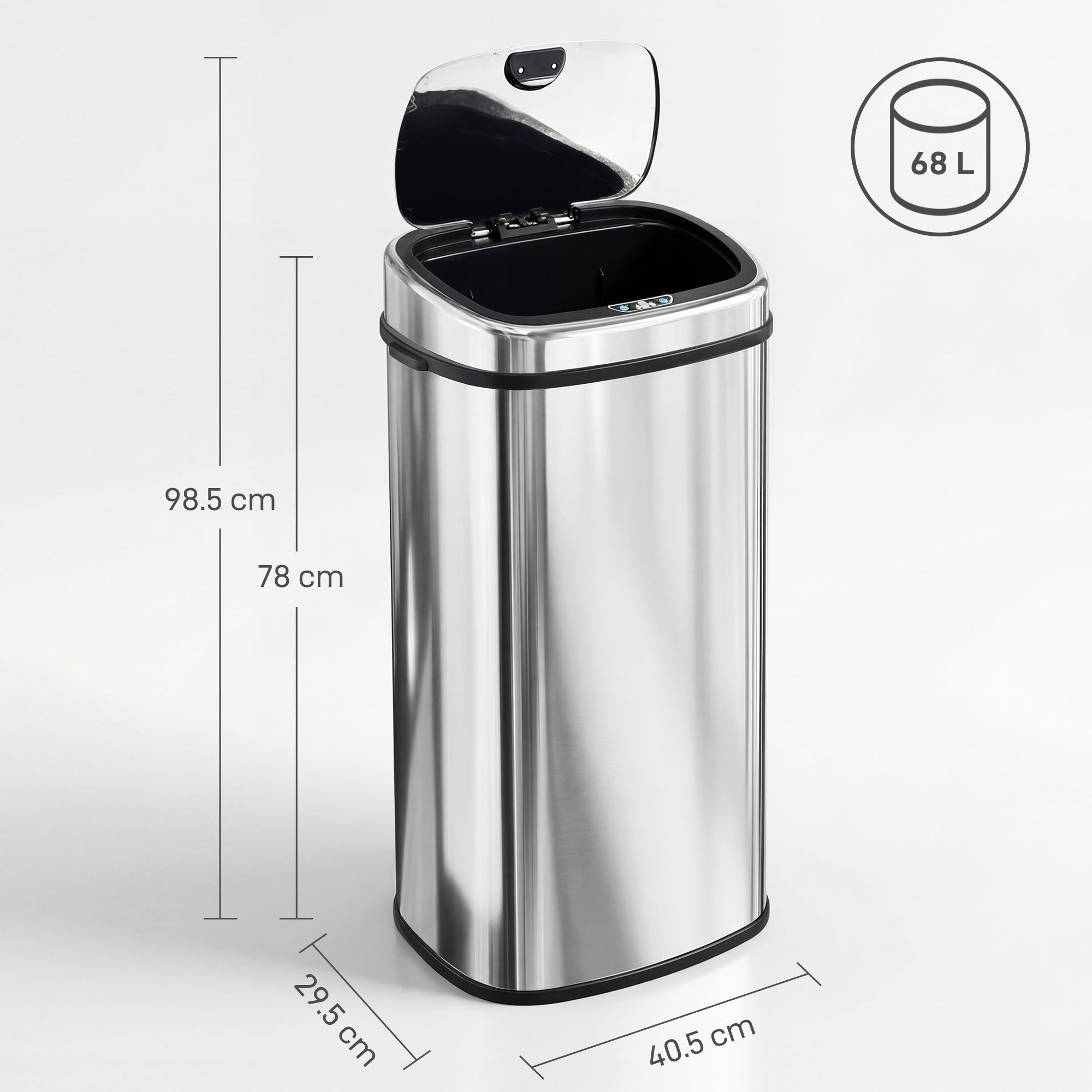 HOMCOM 68L Sensor Dustbin Stainless Steel Automatic Kitchen Waste Bin Silver