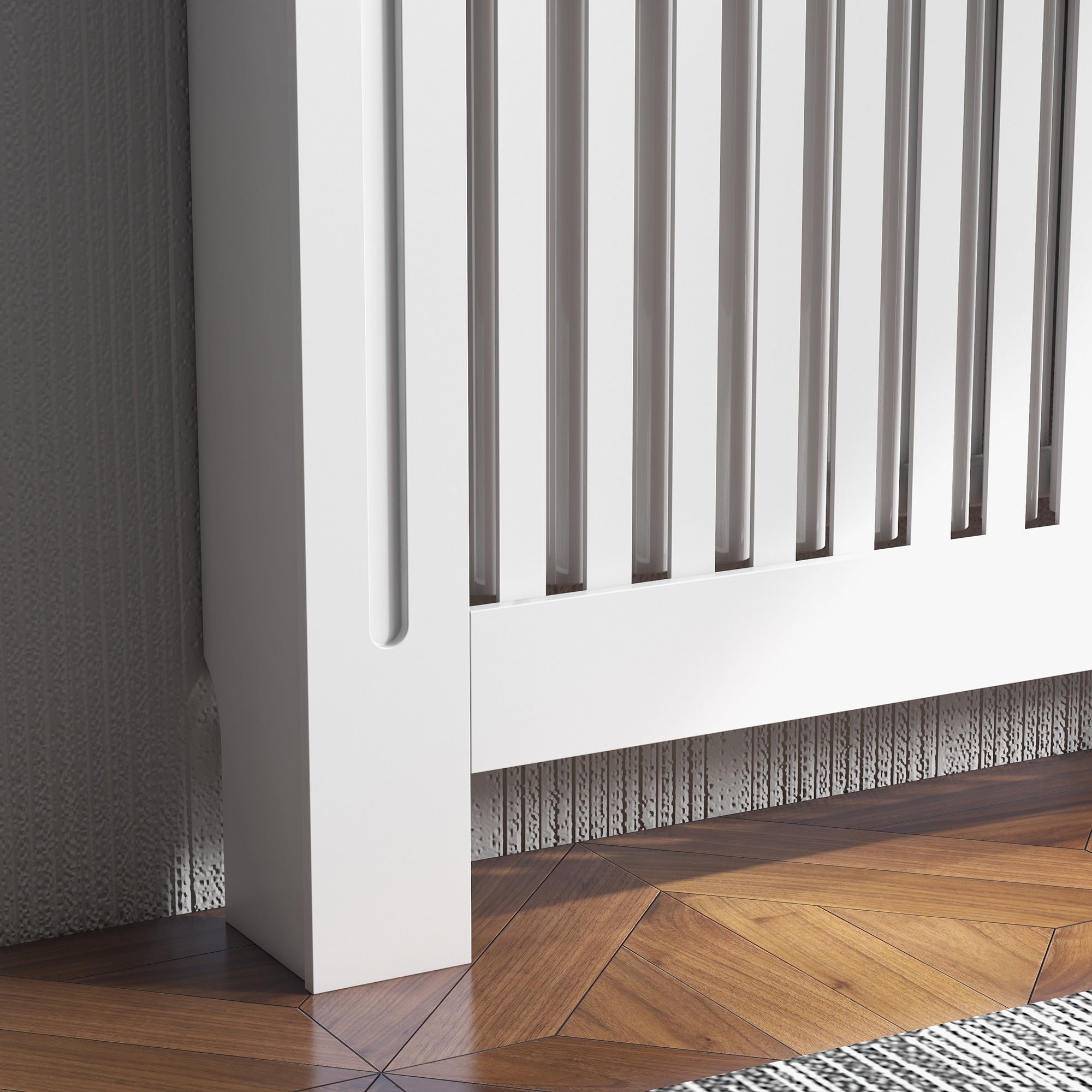 HOMCOM Slatted Radiator Cover Painted Cabinet MDF Lined Grill in White (112L x 19W x 81H cm) - North Peak Garden Furniture