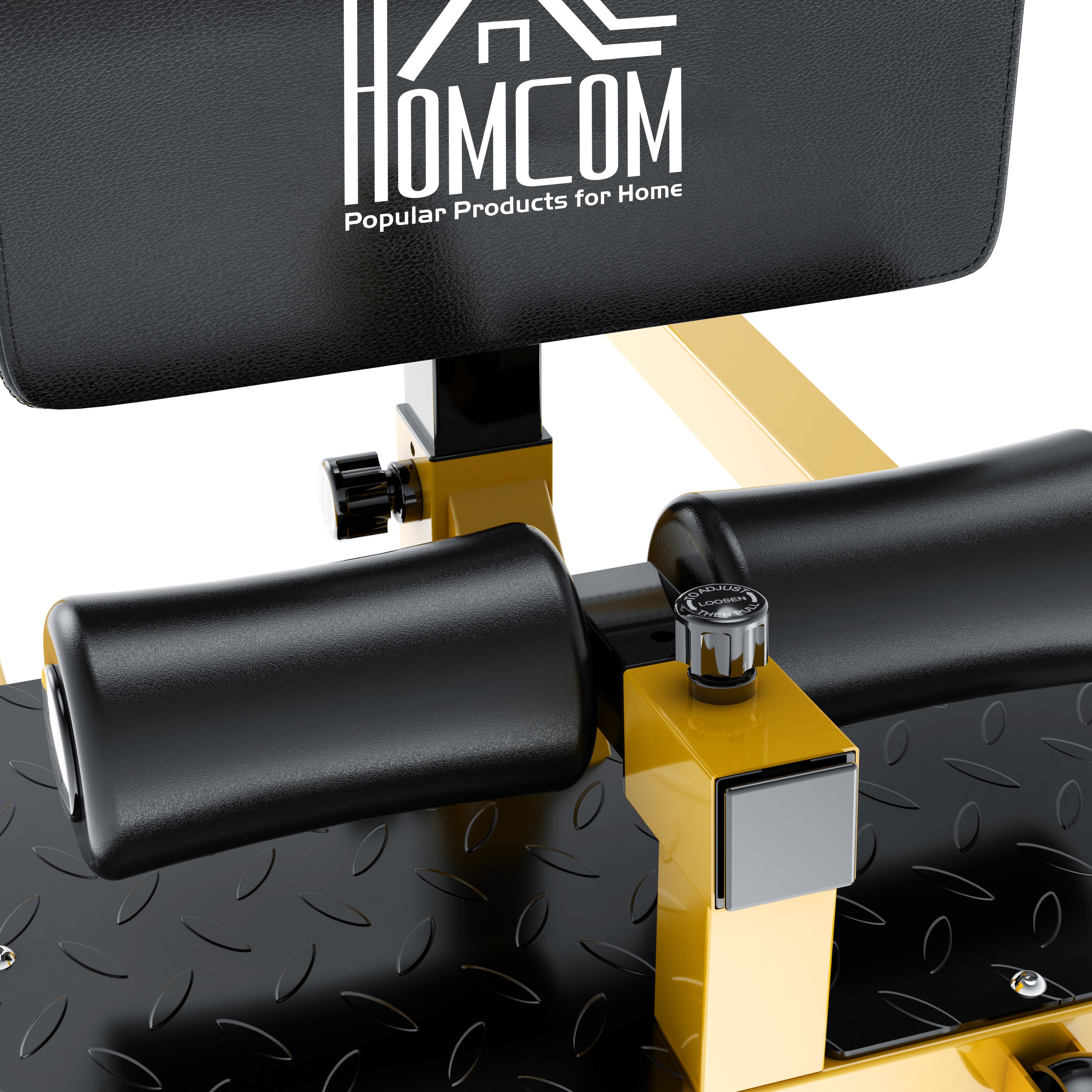 HOMCOM Squat Machine with Push Up Stand, Padded Hip Thrust Bench with Adjustable Cushion for Home Gym Work Out, Yellow - North Peak Garden Furniture