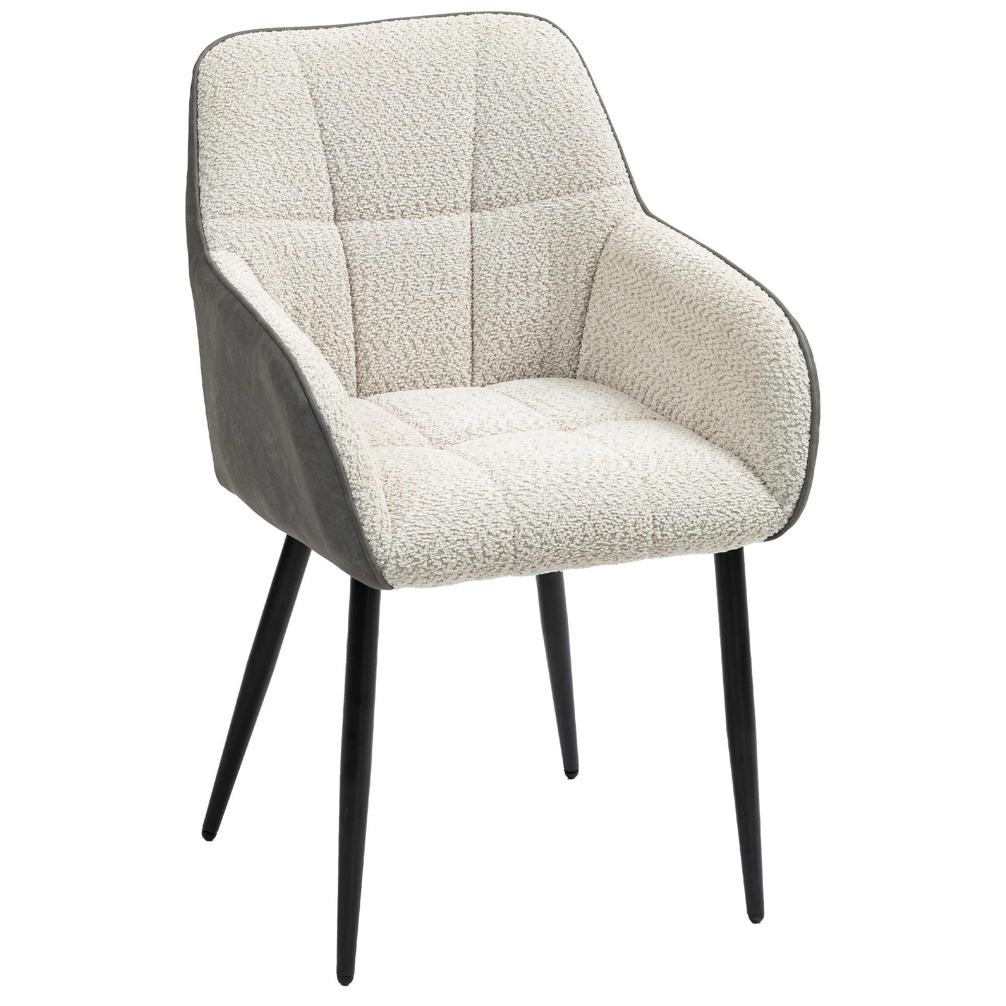 HOMCOM Accent Chair with Foot Pads, Upholstered Armchair with Chenille Fabric Front and PU Back, Occasional Chair for Living Room Bedroom, Cream White - North Peak Garden Furniture