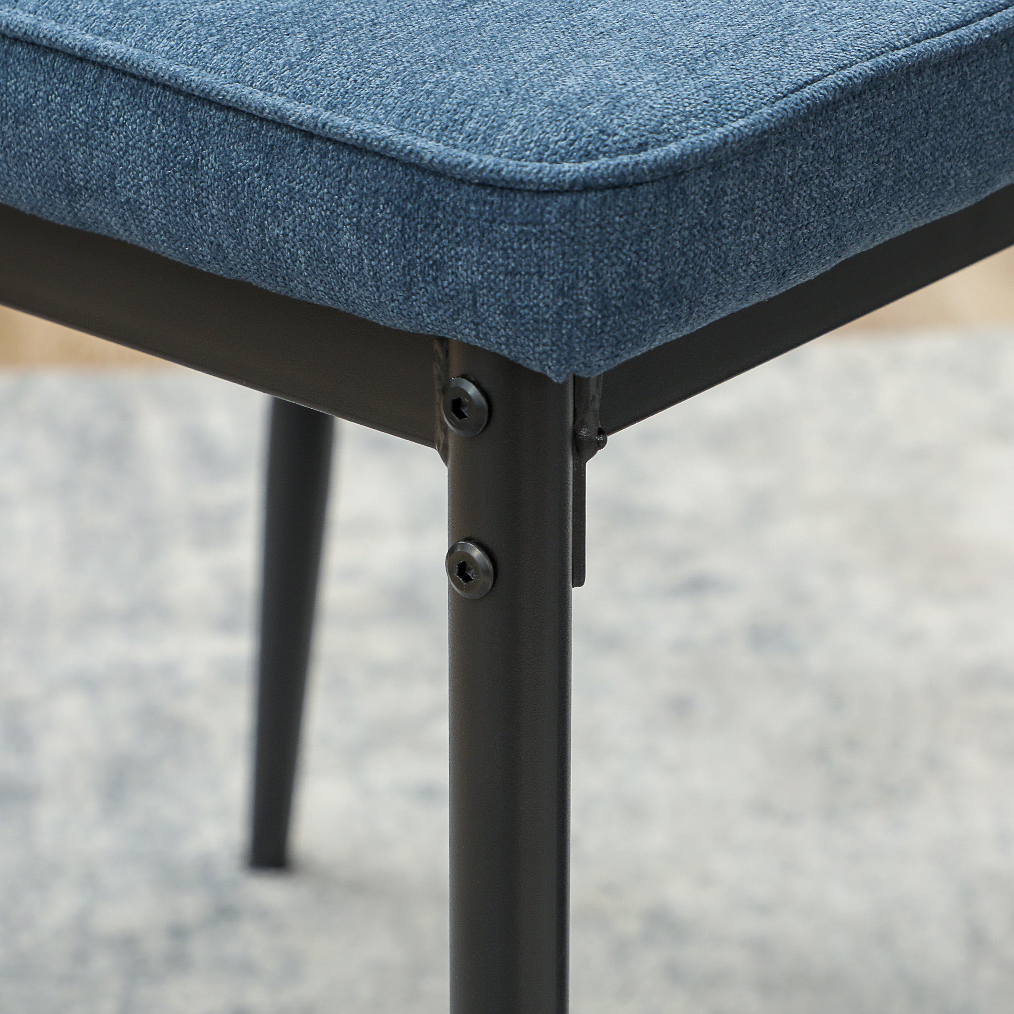HOMCOM Velvet Dining Chairs Set of 2, Modern Upholstered Kitchen Chairs with Metal Legs, Curved Back and Padded Seat, Armless Side Chairs for Dining Room, Bedroom, Living Room, Blue - North Peak Garden Furniture