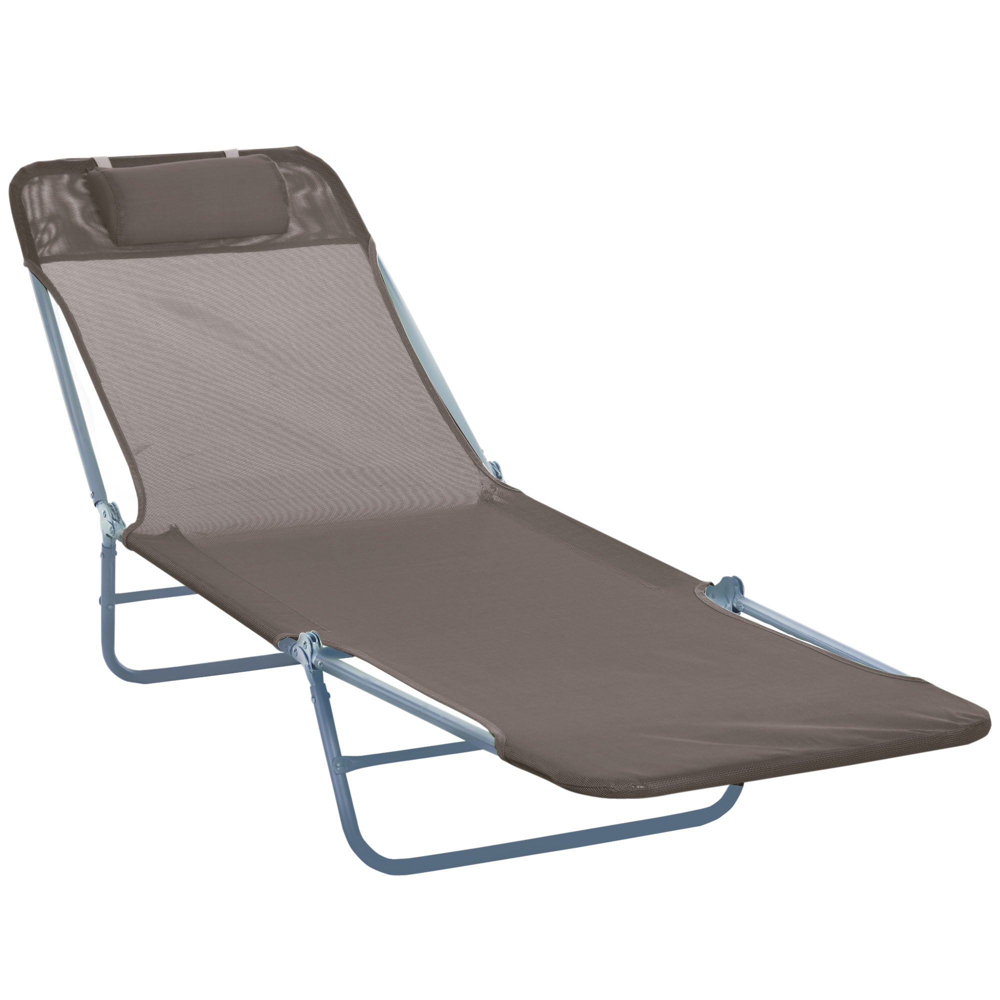 Outsunny Garden Lounger: Adjustable Recliner Sun Bed with Coffee-Toned Finish for Outdoor Relaxation