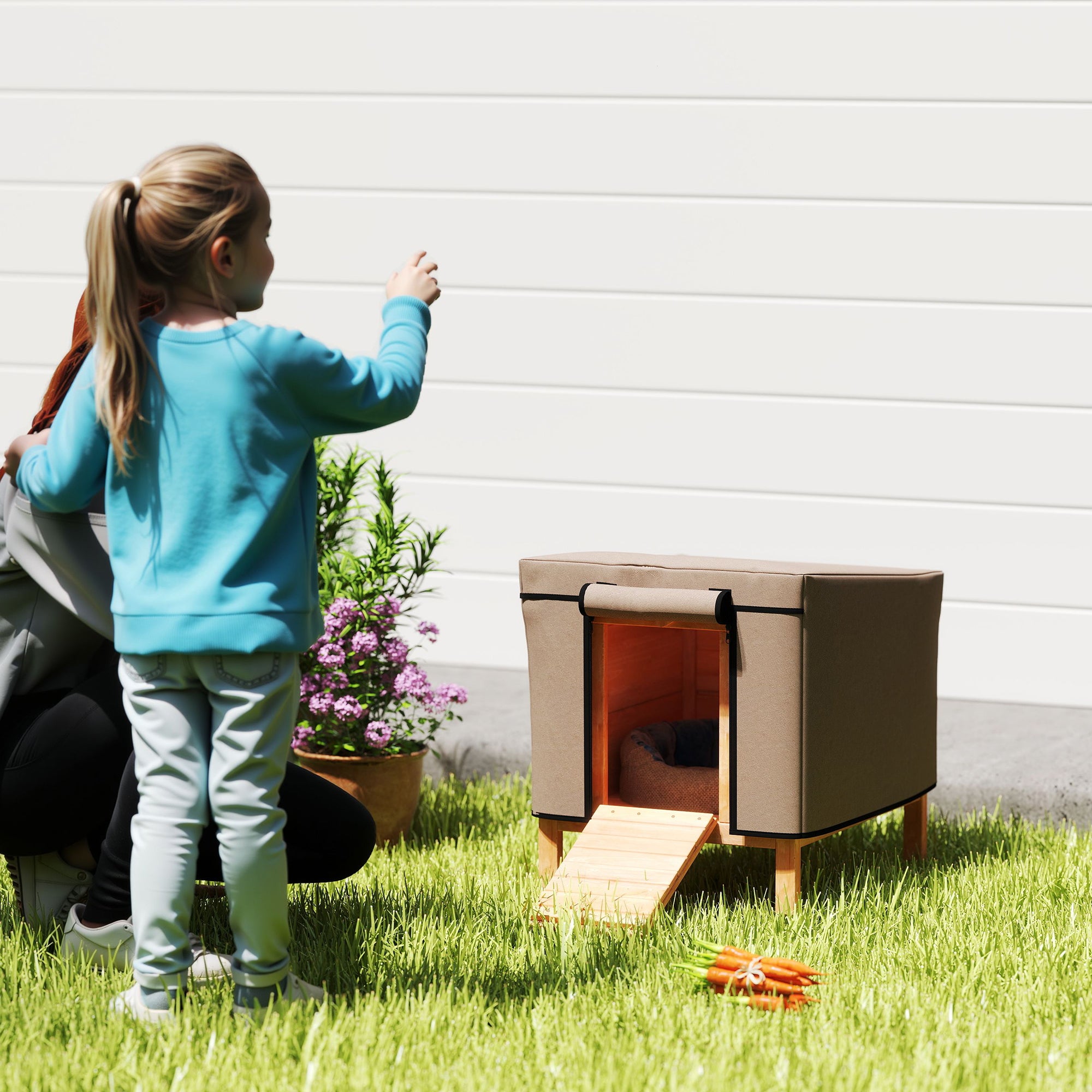 PawHut Waterproof Rabbit Hutch Cover for X-D2-0047 and Similar Model Rabbit Hutch, 43 x 52 x 37 cm, Brown - North Peak Garden Furniture
