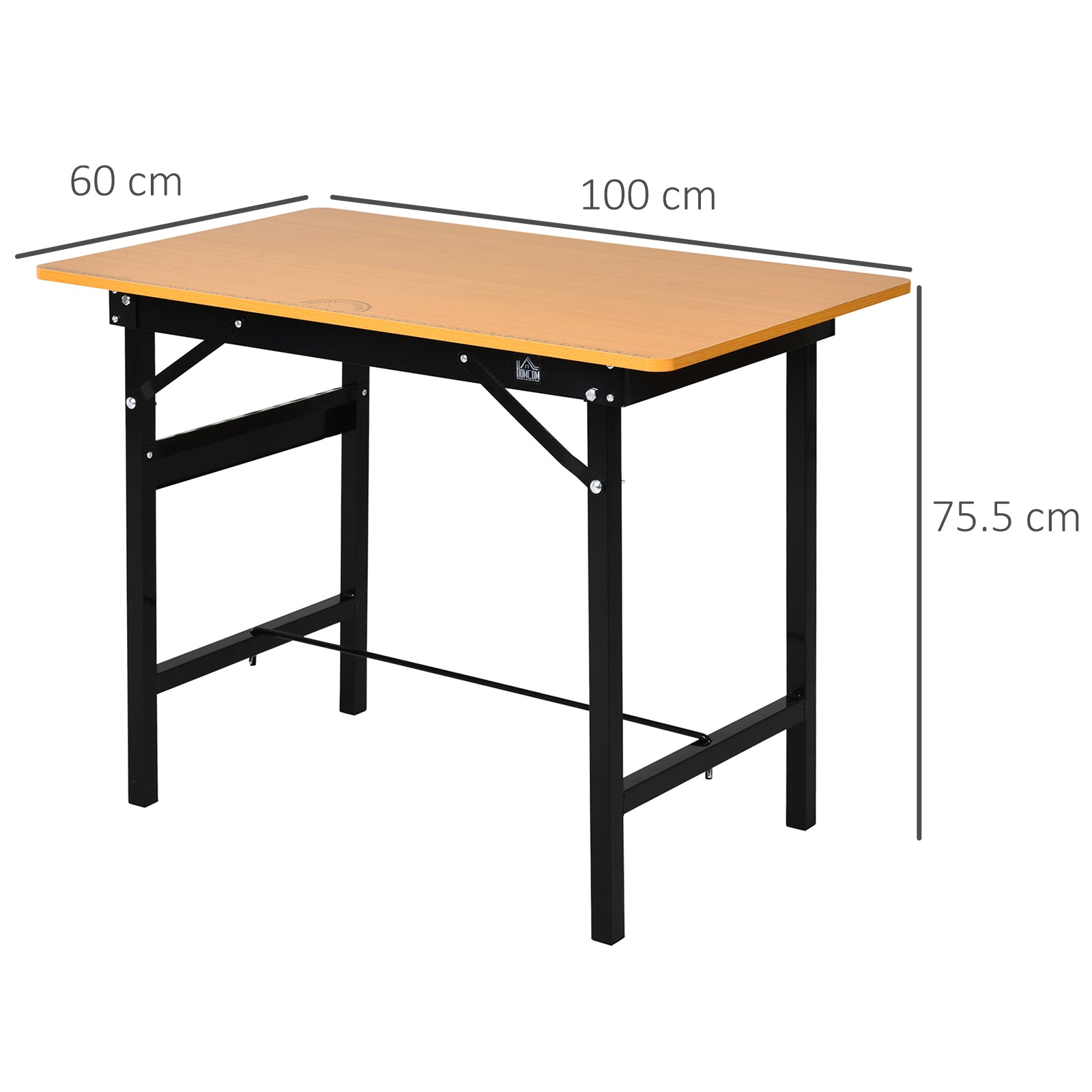 HOMCOM Foldable Garage Work Bench, Craft Table MDF Workstation, Heavy-duty Steel Frame with Ruler, Protractor - North Peak Garden Furniture