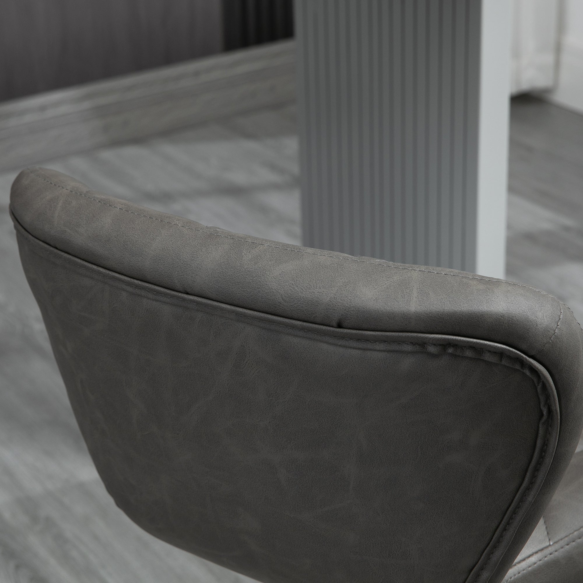 HOMCOM Bar Stools, Set of 2 Breakfast Bar Chairs, Swivel Barstools with Backrest and Footrest, Steel Frame Diamond Pattern PU, for Kitchen Counter, Dining Room, Dark Grey - North Peak Garden Furniture