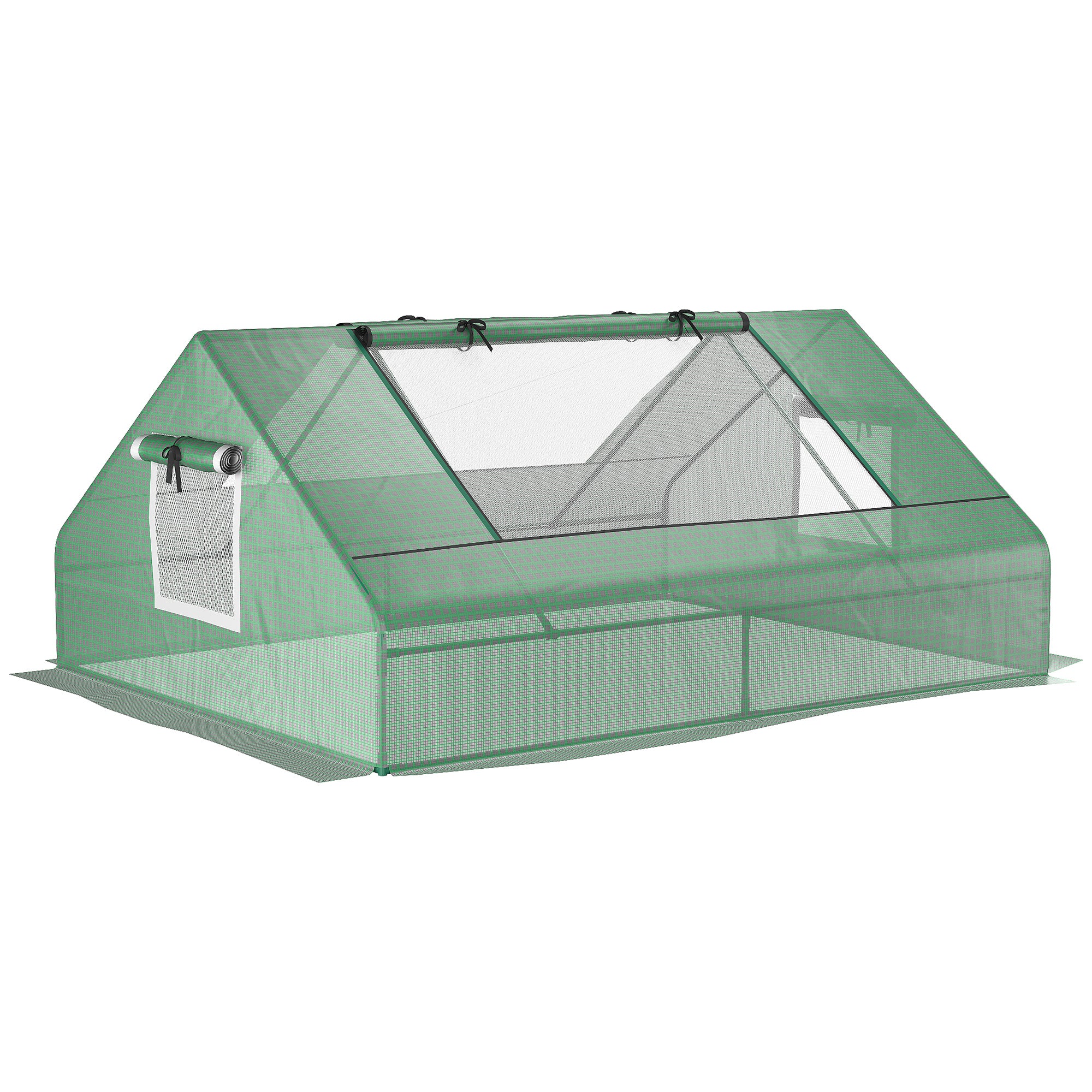 Outsunny Mini Greenhouse, Portable Garden Small Greenhouse with Zipped Windows and Door, 180 x 140 x 80cm, Dark Green - North Peak Garden Furniture