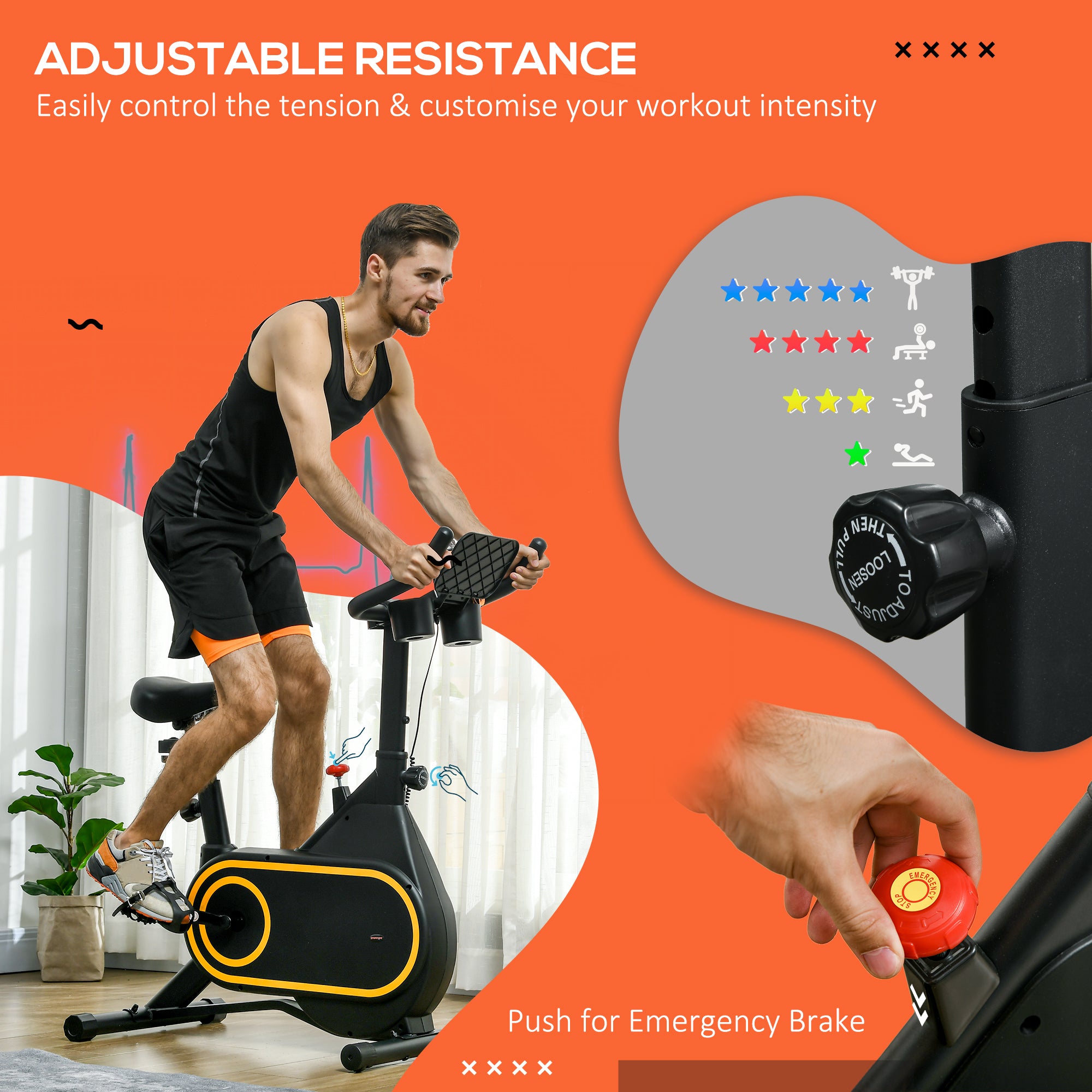 SPORTNOW Magnetic Indoor Cycling Bike, Exercise Bike with Silent Flywheel, LCD Display, Tablet Holder, Comfortable Seat - North Peak Garden Furniture