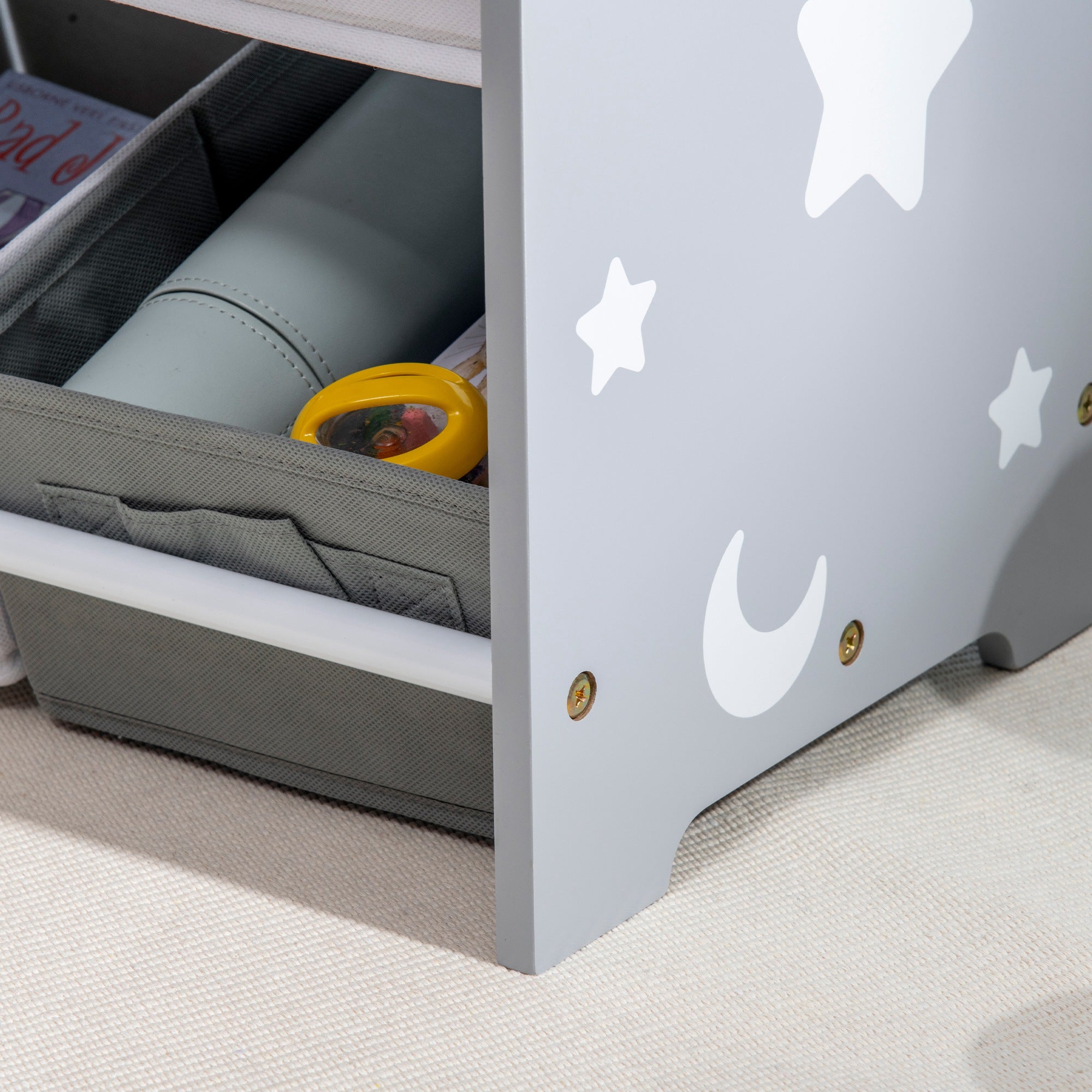 ZONEKIZ Kids Storage Rack, with Nine Removable Baskets, for Nursery, Bedroom, Playroom - Grey - North Peak Garden Furniture