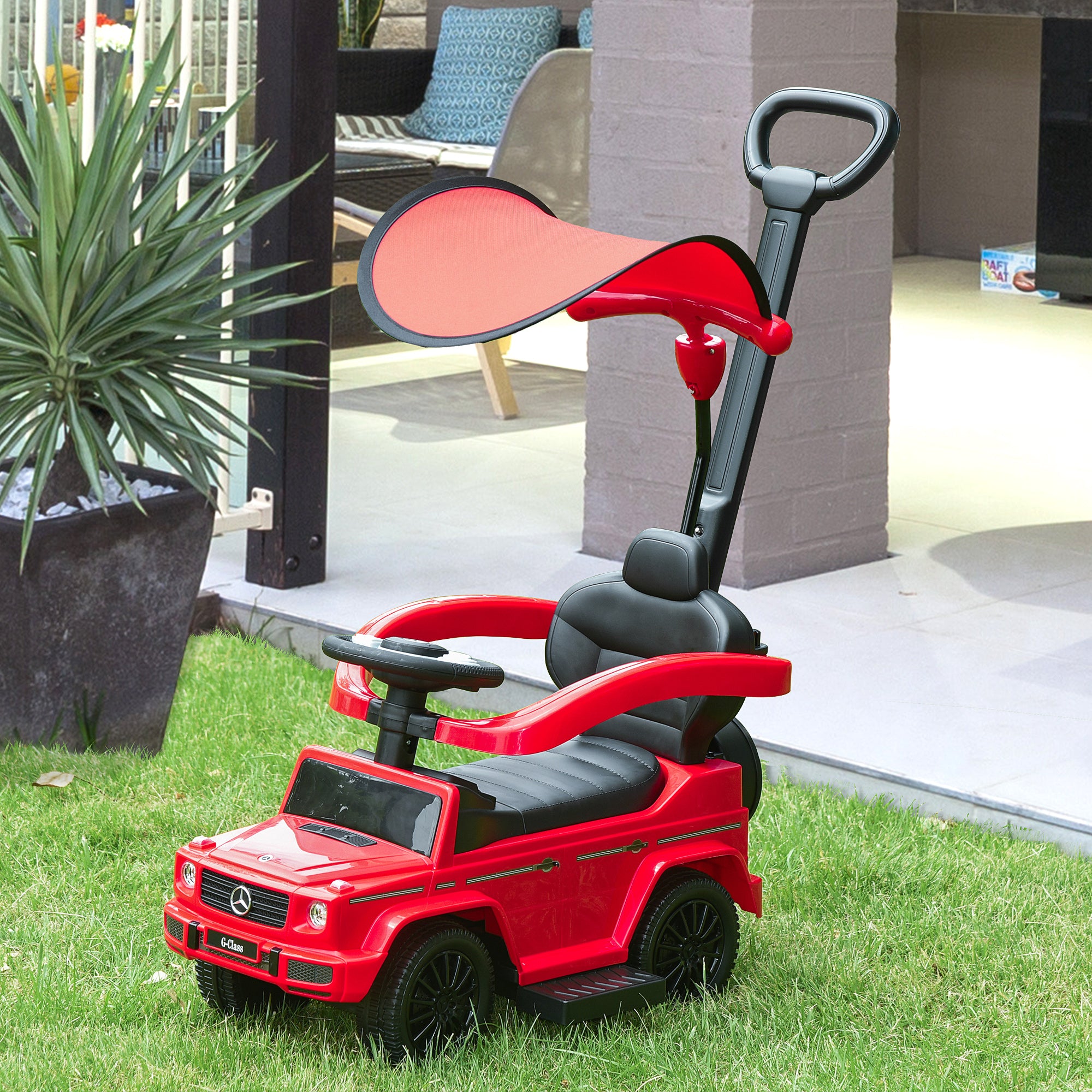 HOMCOM 3 in 1 Kids Children Ride on Push Car Toddler Sliding Car G350 Licensed Walker Foot to Floor Slider Push-Along with Horn Steering Wheel NO POWER Manual, Red - North Peak Garden Furniture