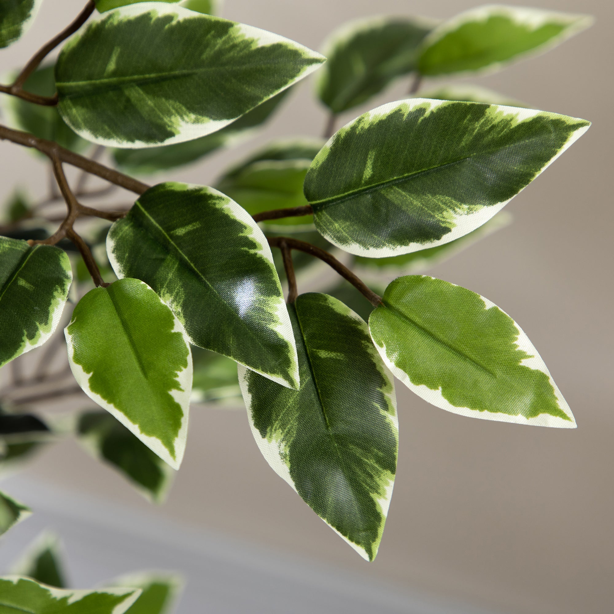 HOMCOM Artificial Ficus Tree in Pot, 130cm Tall Fake Plant with Lifelike Leaves and Natural Trunks, for Indoor Outdoor, Green - North Peak Garden Furniture