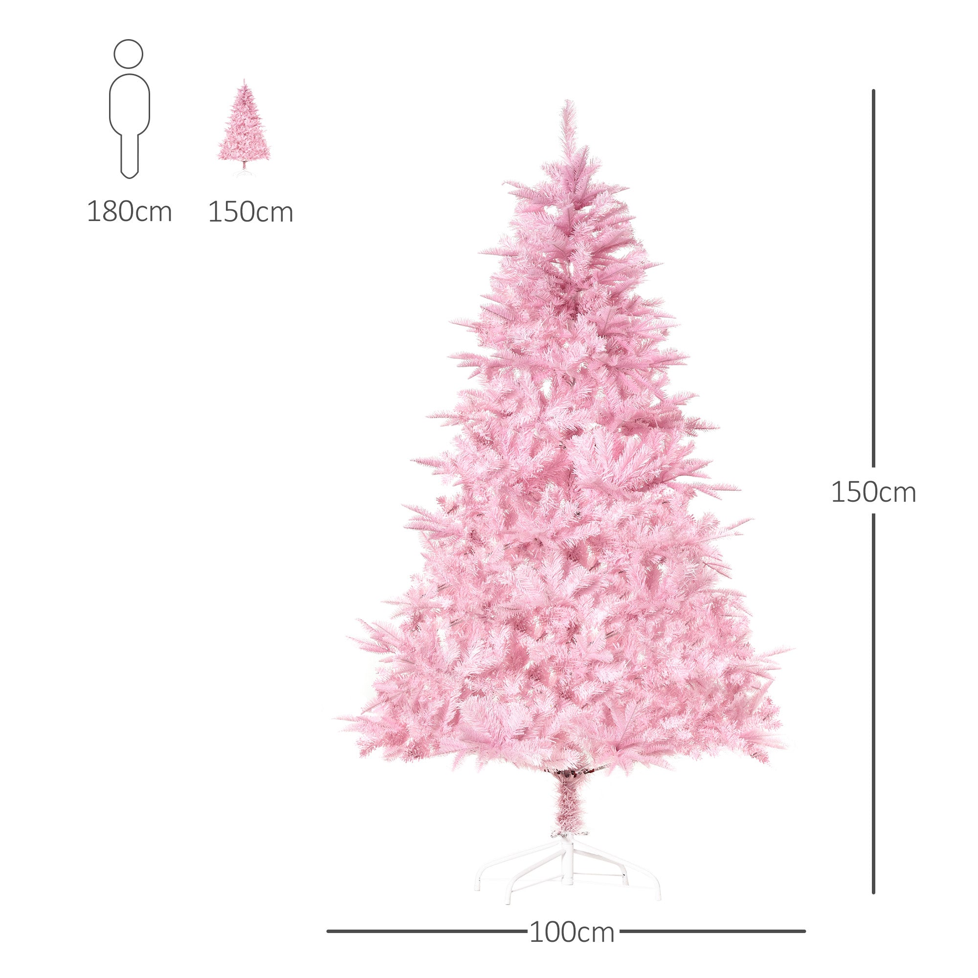 HOMCOM 5FT Artificial Christmas Tree Holiday Xmas Holiday Tree Decoration with Automatic Open for Home Party, Pink - North Peak Garden Furniture