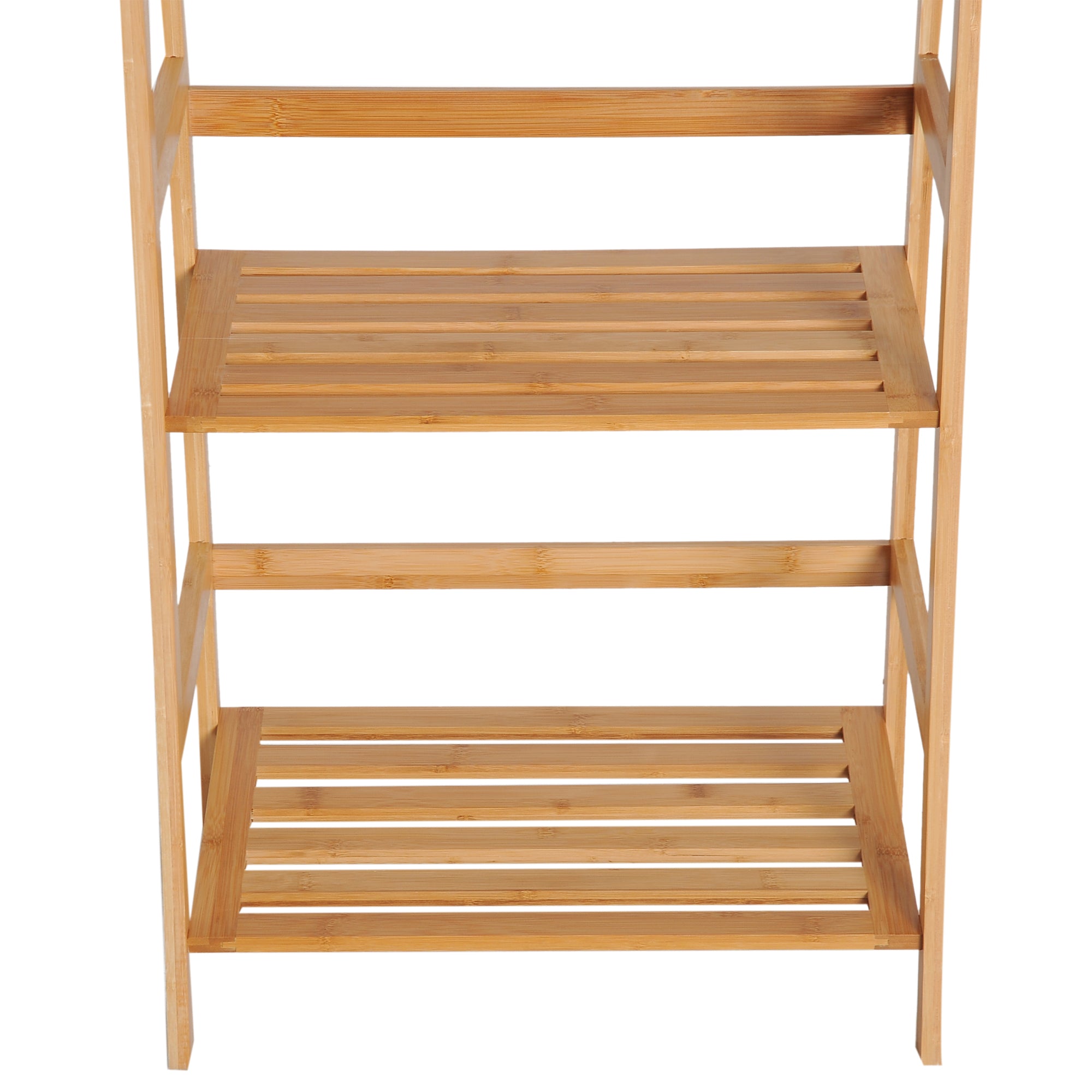 HOMCOM Bamboo Ladder Shelf, 4-Tier Bookshelf, Freestanding Bookcase for Living Room, Study, Bedroom, Home Office, 48 x 31.5 x 120cm, Natural Wood Effect - North Peak Garden Furniture