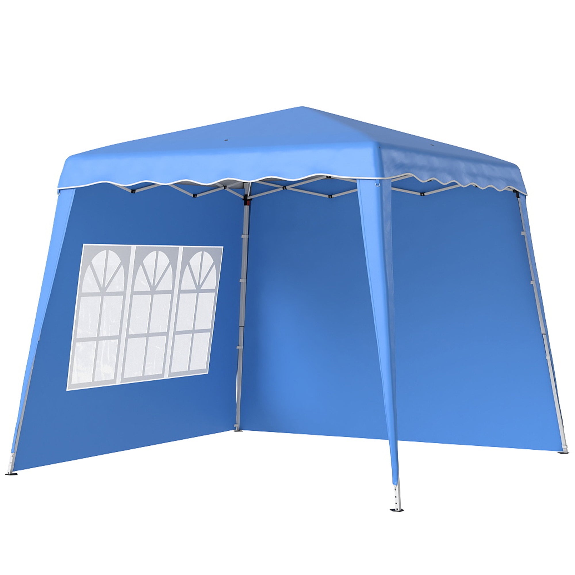 Outsunny 2.4 x 2.4m Two Wall Pop Up Gazebo - Blue - North Peak Garden Furniture