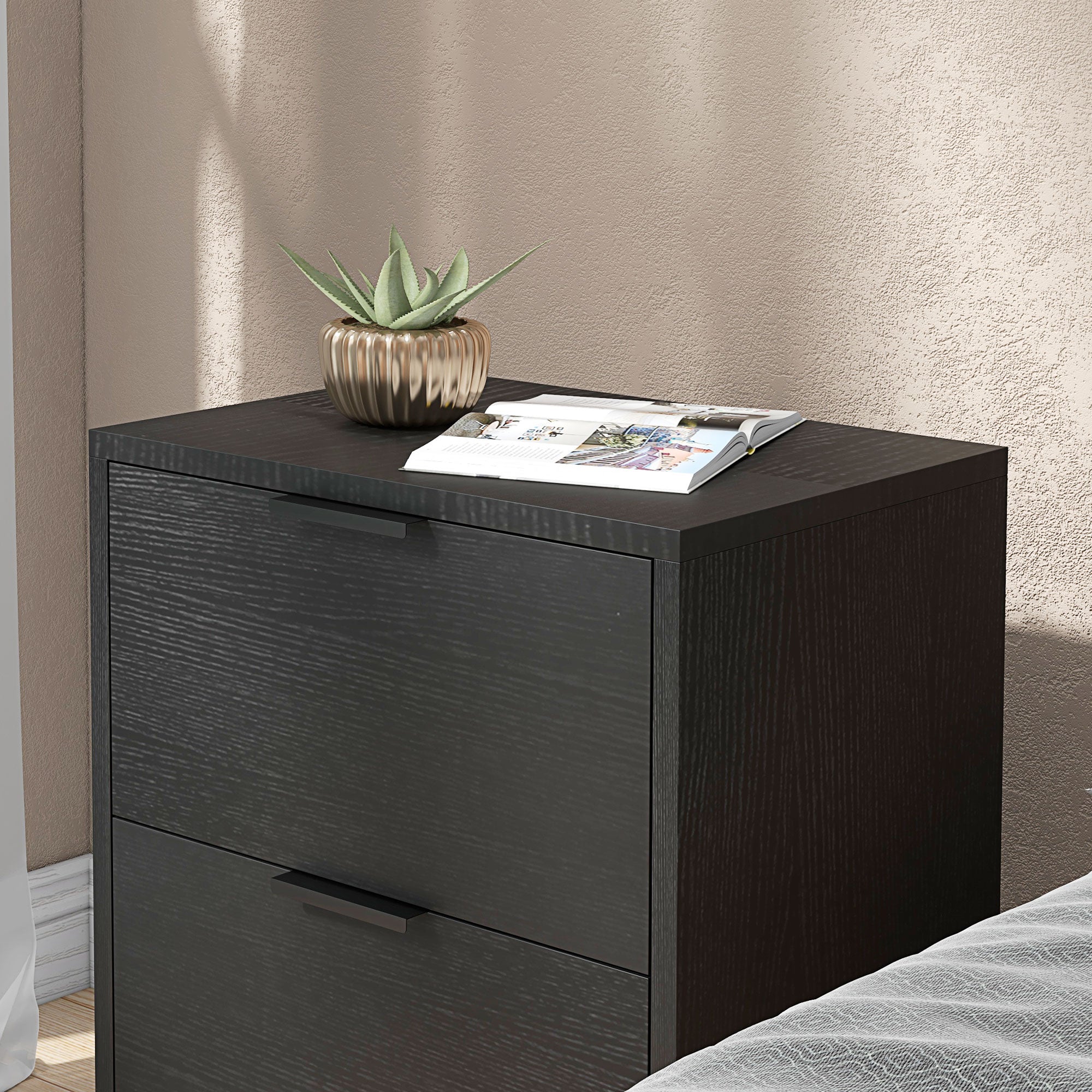 HOMCOM Set of Two Wood Effect Bedside Tables - North Peak Garden Furniture