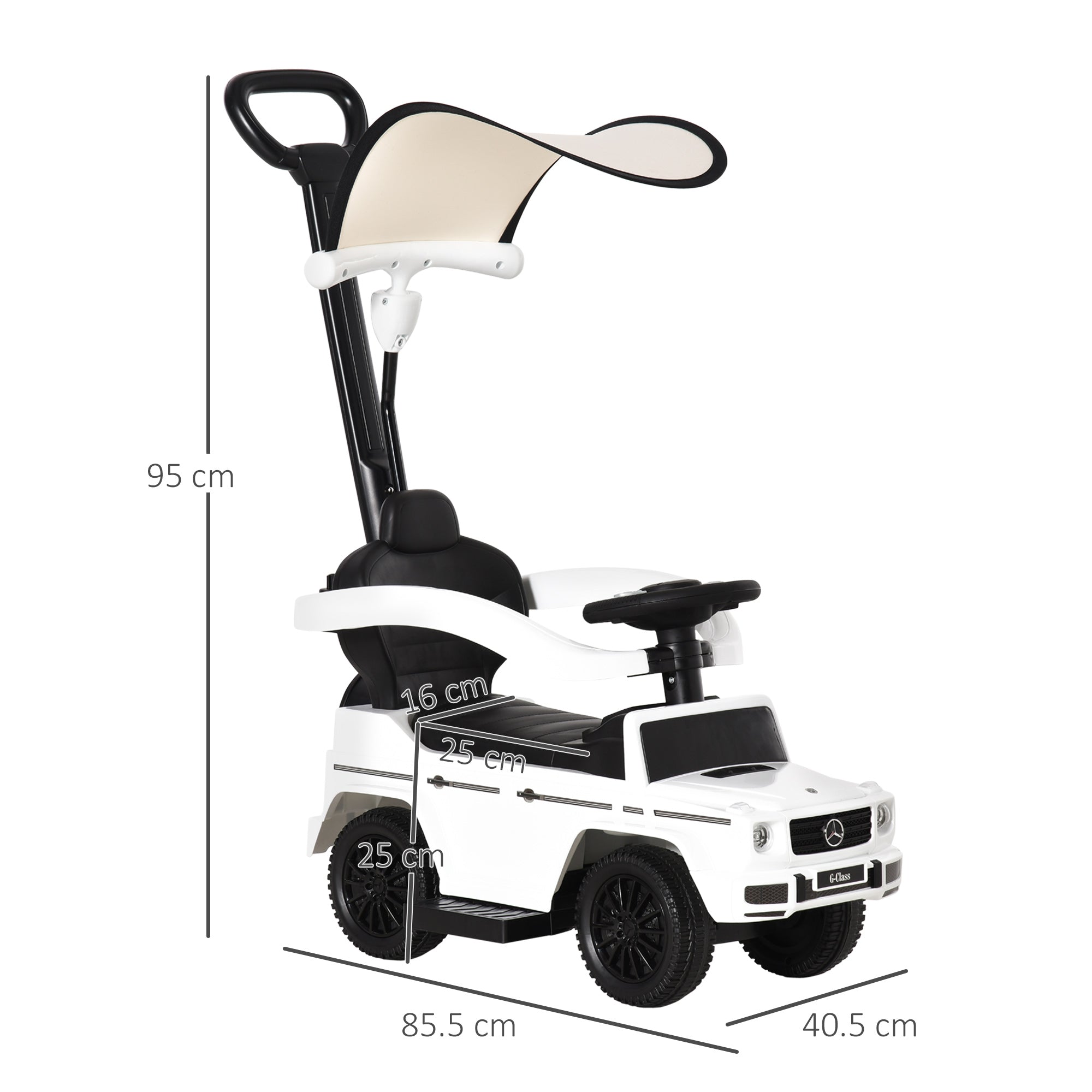 HOMCOM 3 in 1 Kids Children Ride on Push Car Toddler Sliding Car G350 Licensed Walker Foot to Floor Slider Push-Along with Horn Steering Wheel NO POWER Manual, White - North Peak Garden Furniture