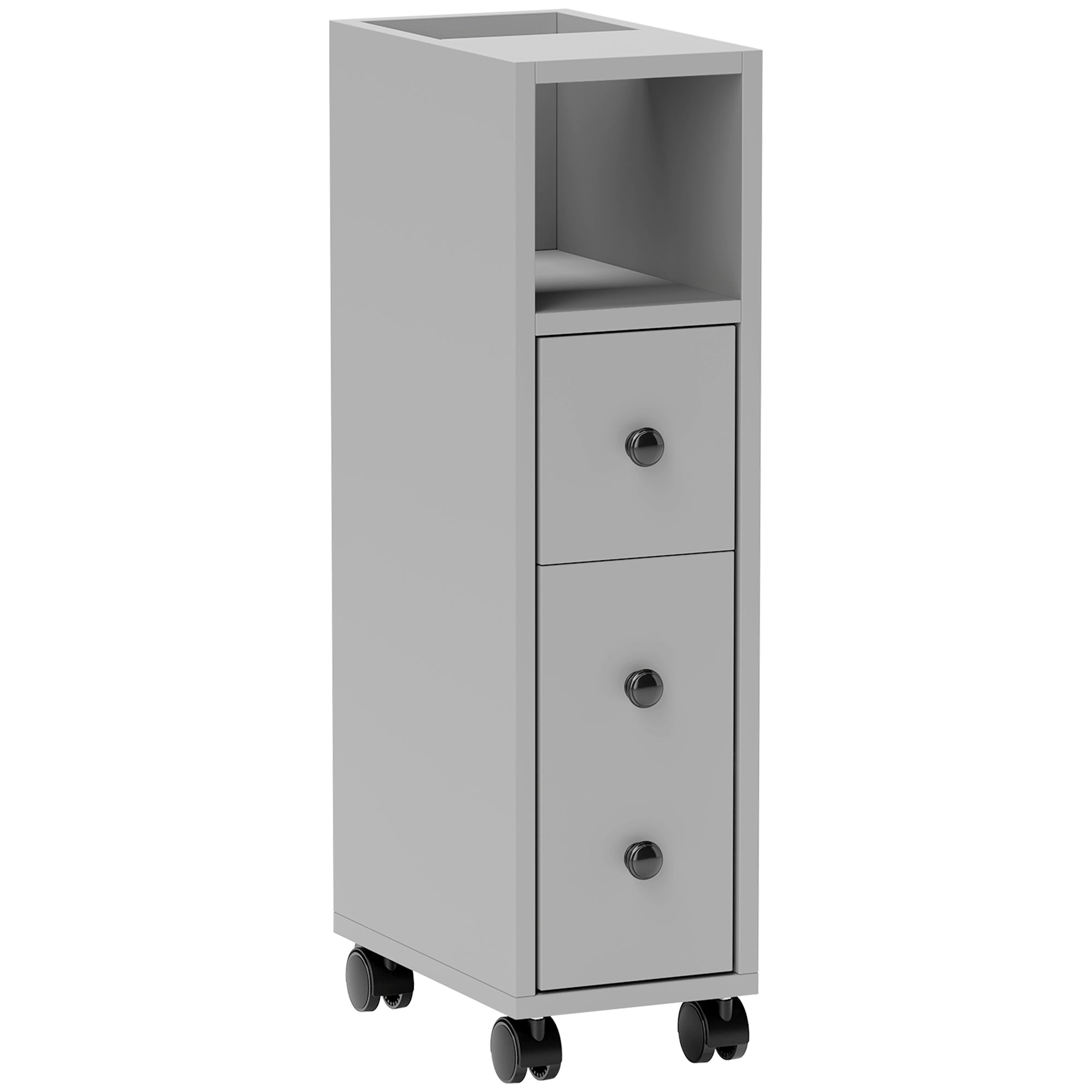 kleankin Slimline Bathroom Storage Cabinet - Grey - North Peak Garden Furniture