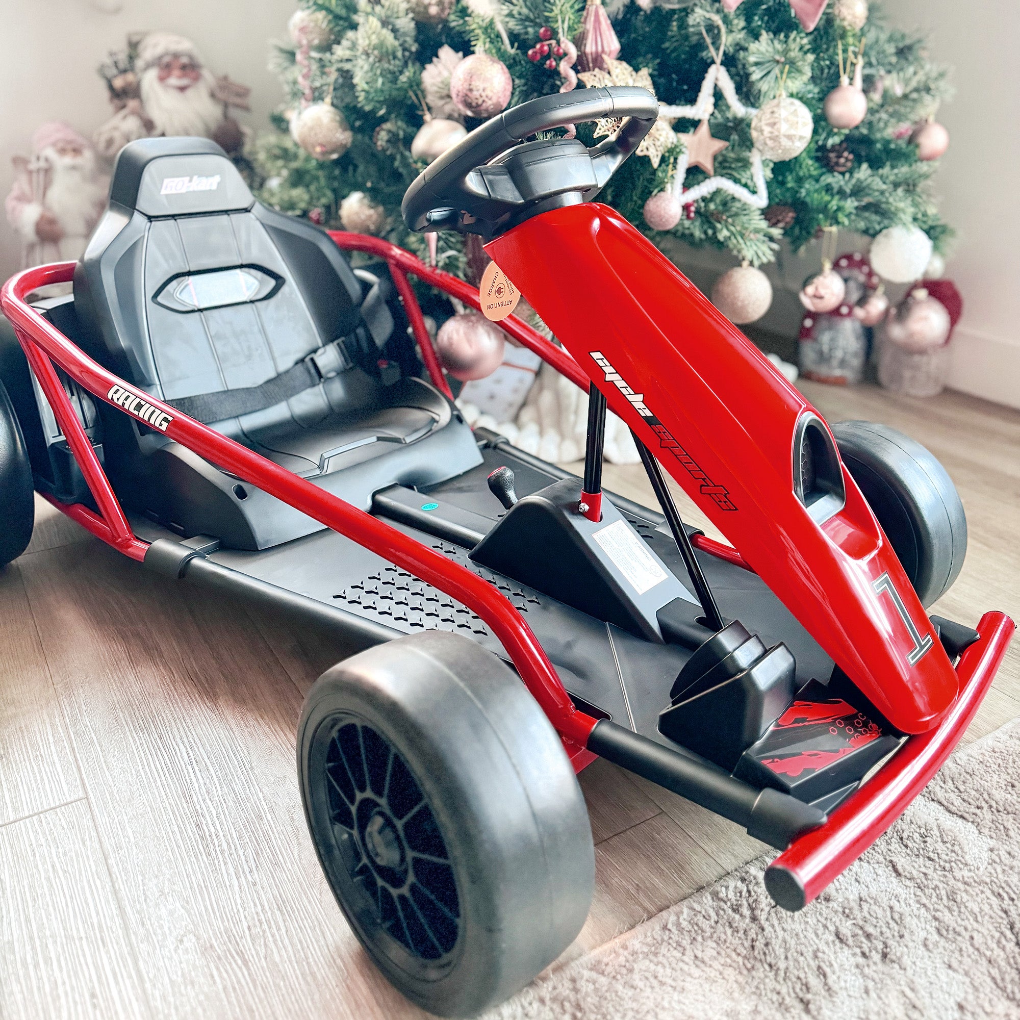 HOMCOM 24V Electric Go Kart for Kids, Drift Ride-On Racing Go Kart with 2 Speeds, for Boys Girls Aged 8-12 Years Old, Red - North Peak Garden Furniture