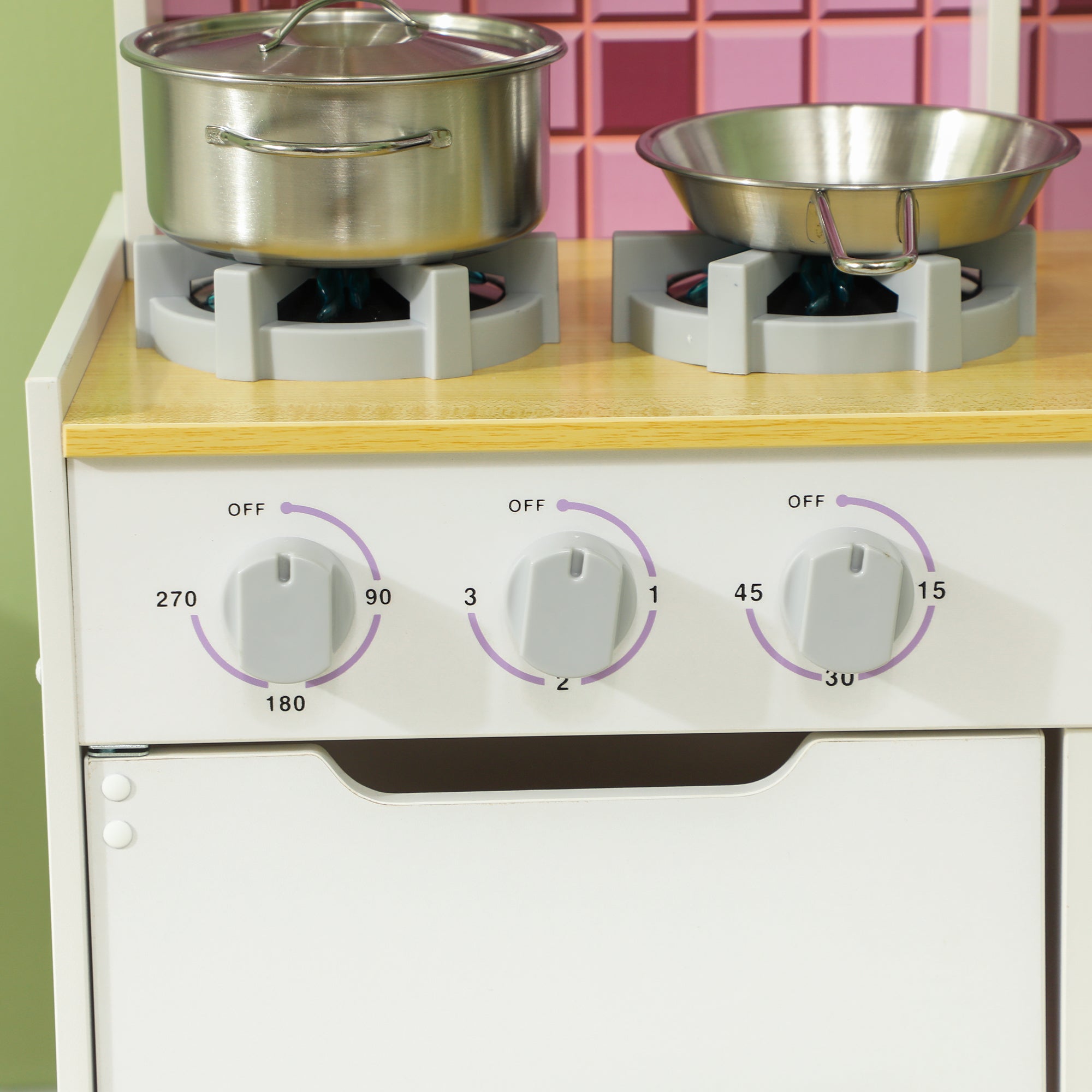 AIYAPLAY Kids Play Kitchen, Pretend Play Kitchen with Realistic Oven, Stove, Sink, Kitchen Accessories, White - North Peak Garden Furniture