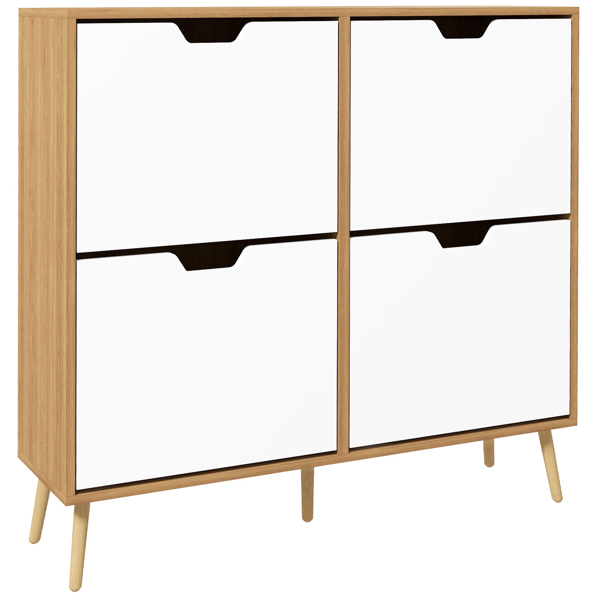 HOMCOM Shoe Storage Cabinet, 4 Flip Drawers, Shoe Organizer for 16 Pairs of Shoes, Natural - North Peak Garden Furniture